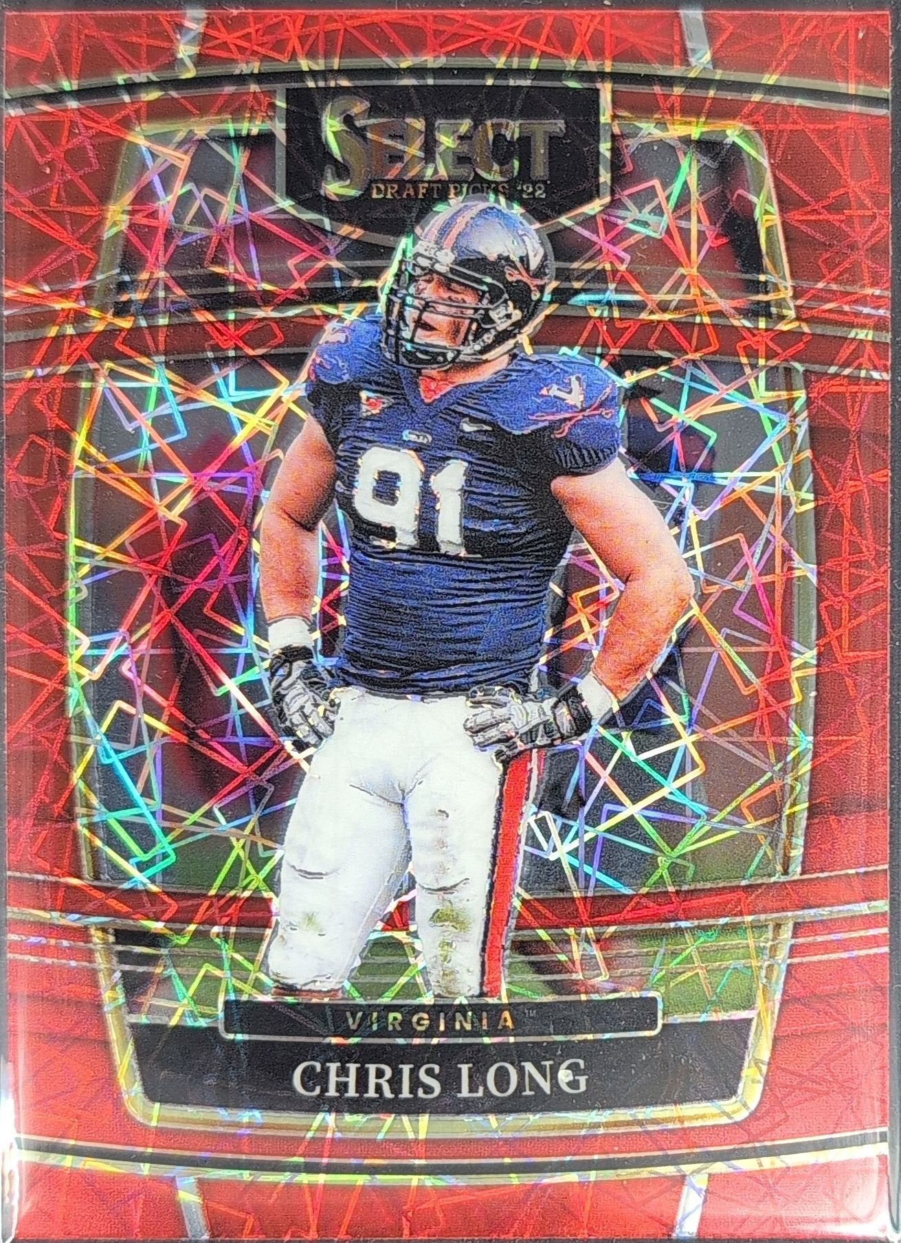 Chris Long 2022 Panini Select Draft Picks #79 Red Lazer Prizm Virginia Cavaliers - front image