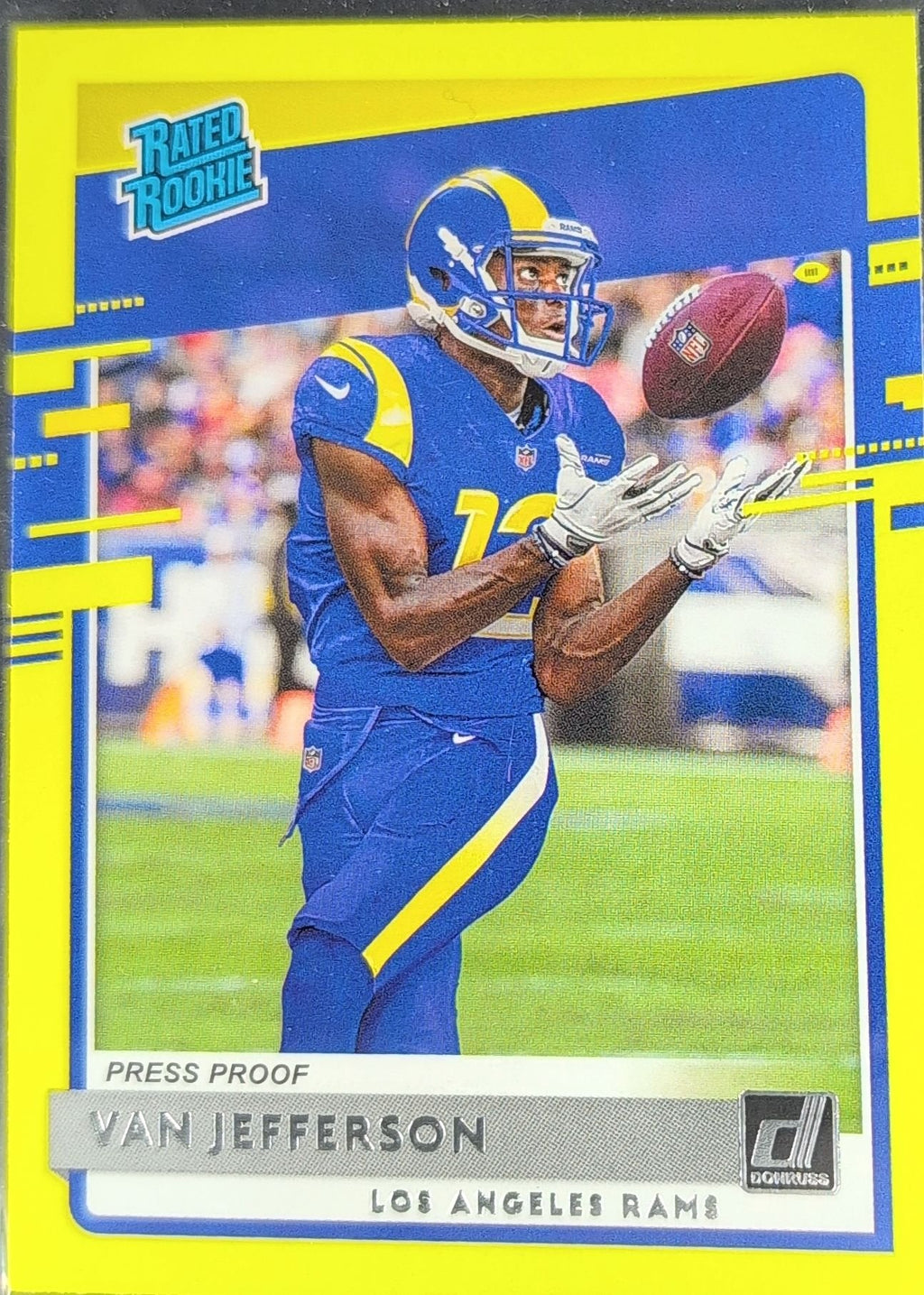 Van Jefferson 2020 Donruss #326 Press Proof Yellow Rookie RC Los Angeles Rams - front image