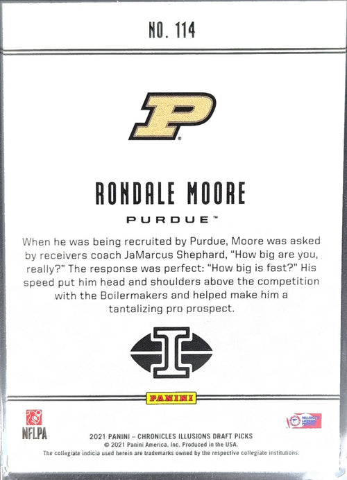 2021 Panini Chronicles Draft Picks Rondale Moore #114 Purdue Boilermakers back