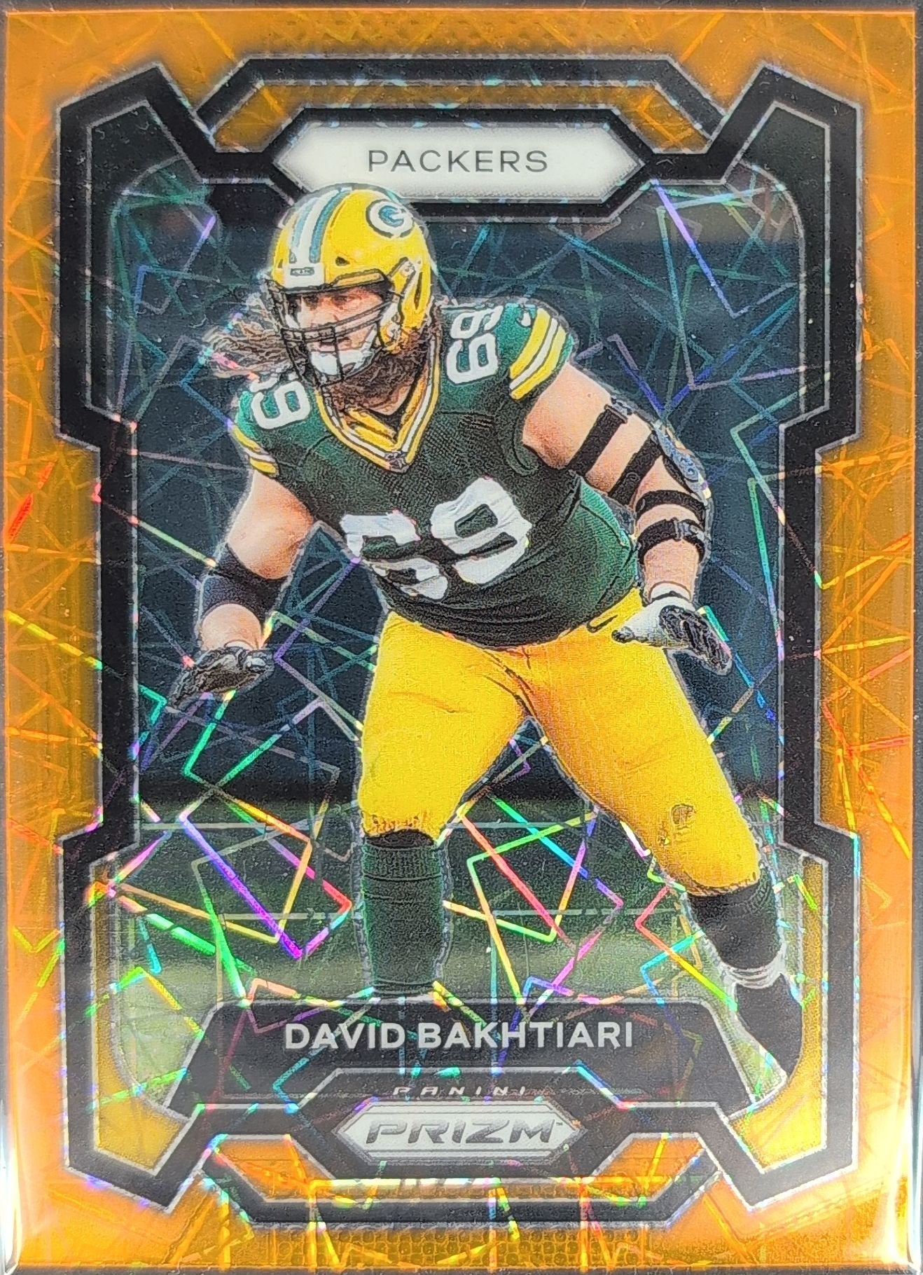 David Bakhtiari 2023 Panini Prizm #108 Orange Lazer Green Bay Packers - front image