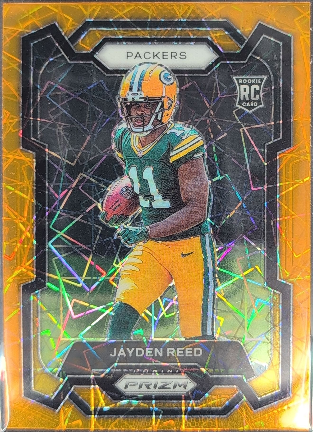 Jayden Reed 2023 Panini Prizm #334 Orange Lazer Rookie RC Green Bay Packers - front image