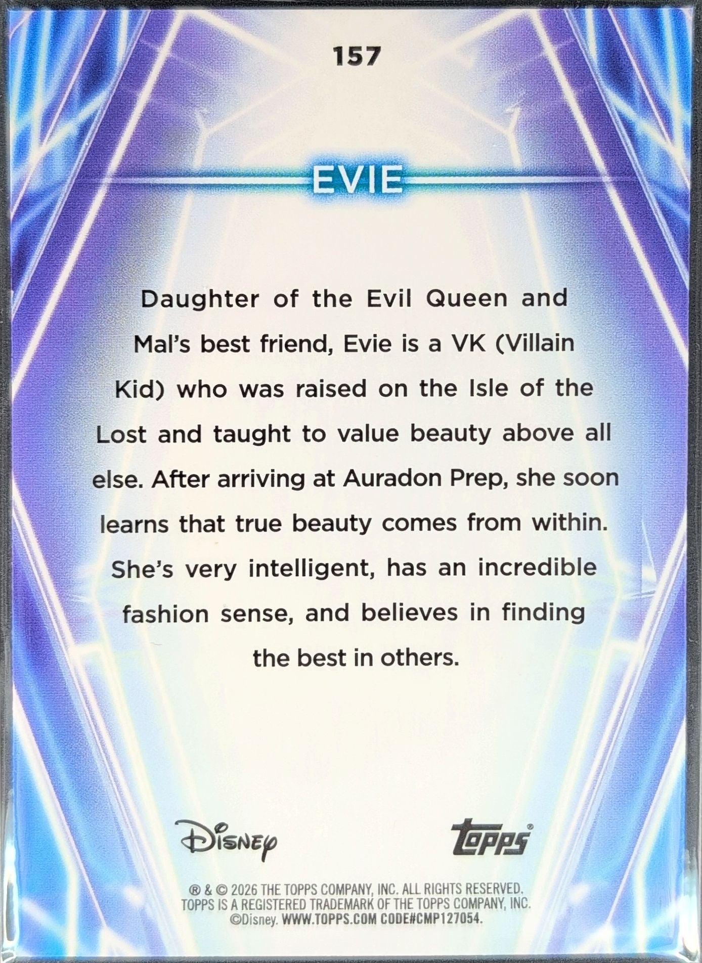 2026 Topps Disney Neon Evie #157 Rainbow Foil back