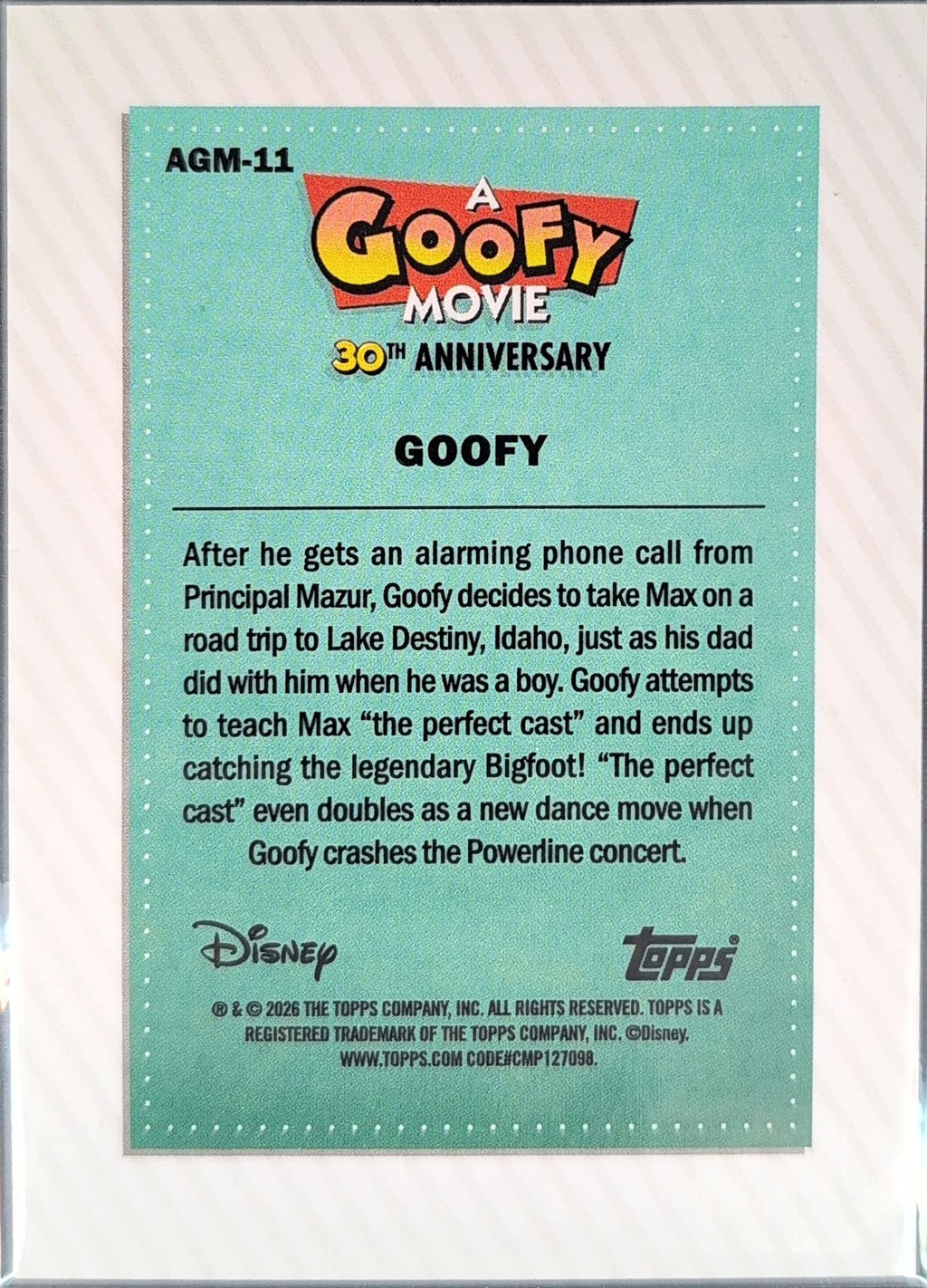 2026 Topps Disney Neon Goofy #AGM-11 A Goofy Movie back