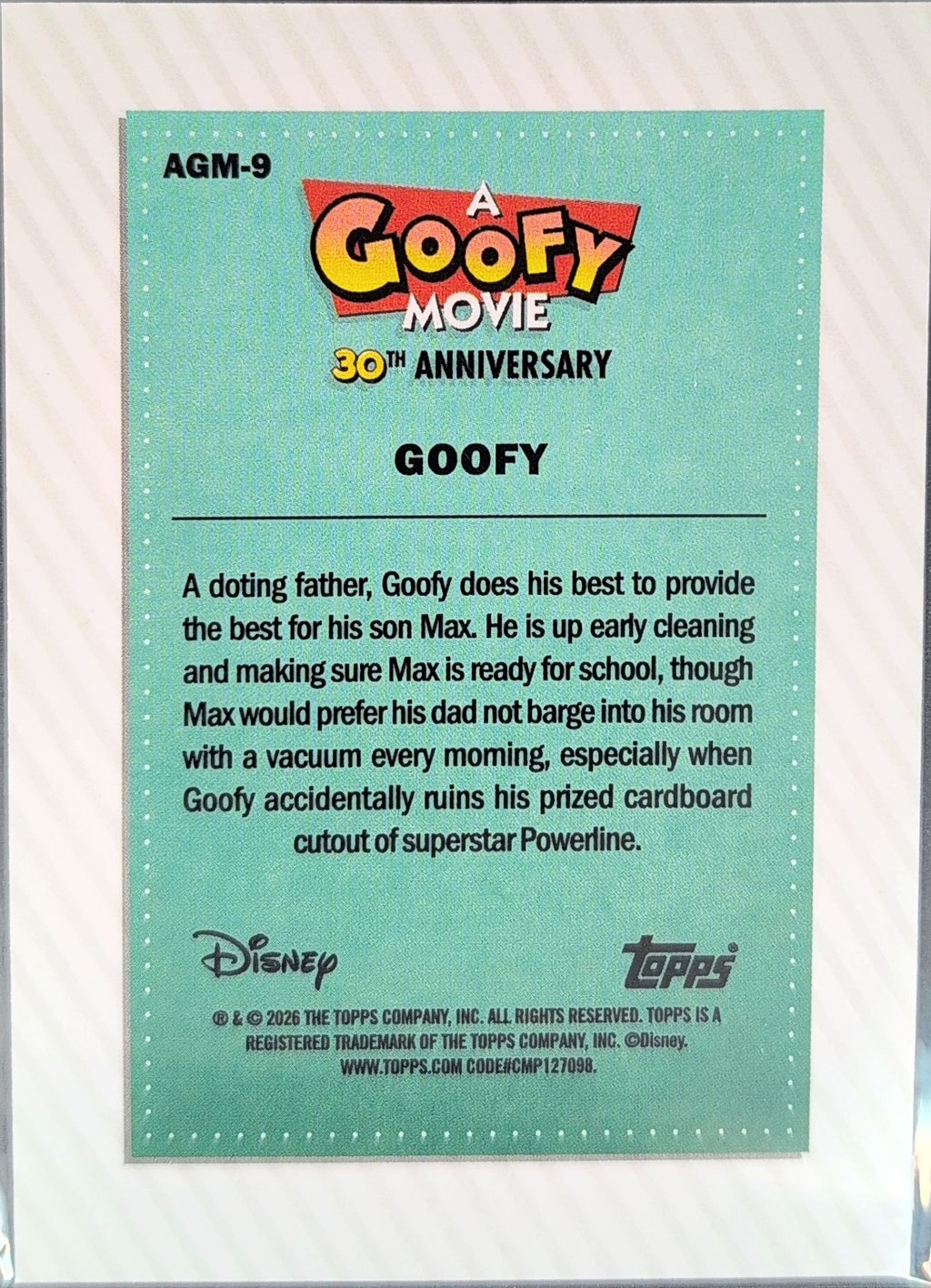 2026 Topps Disney Neon Goofy #AGM-9 A Goofy Movie back