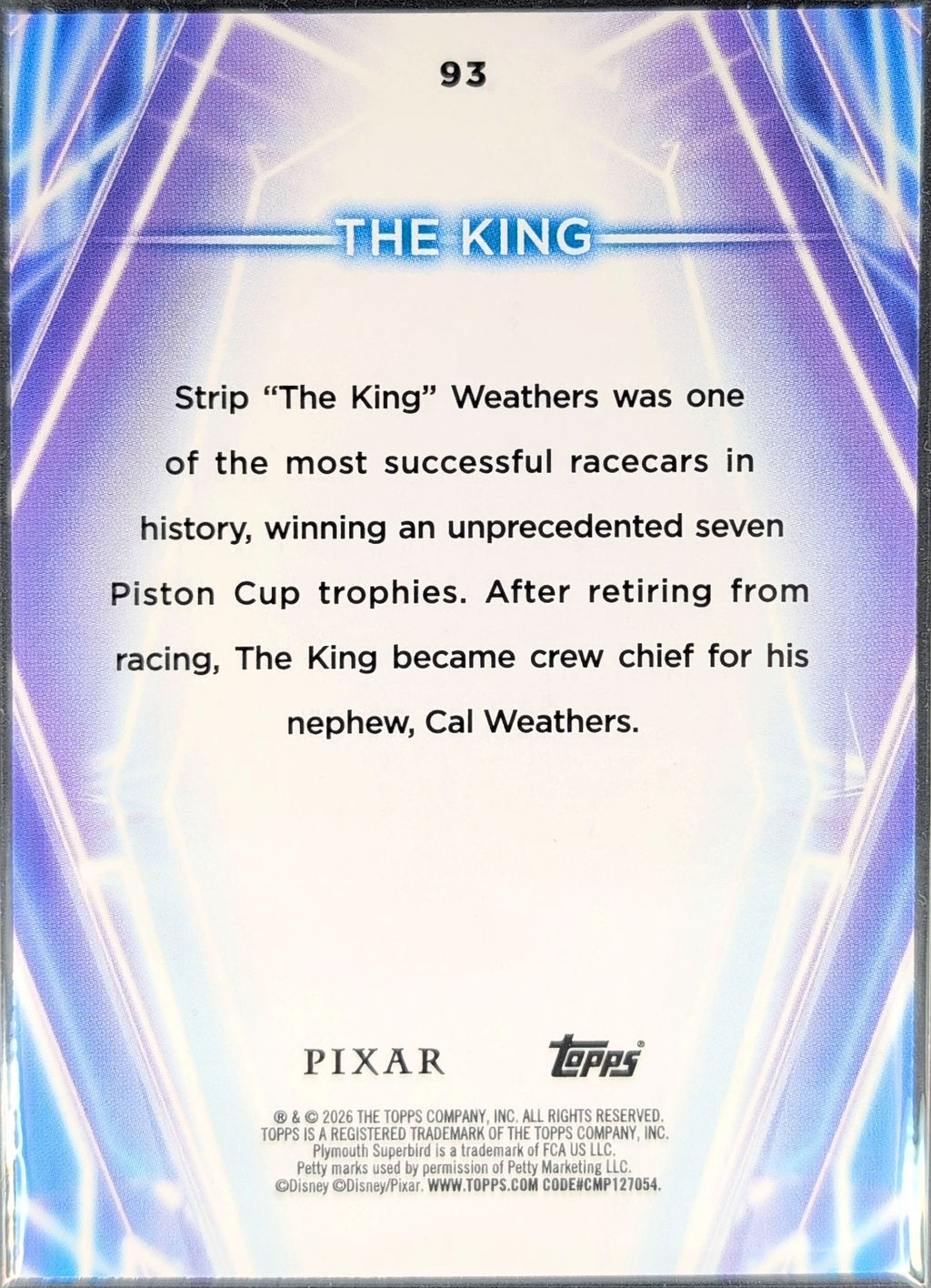 2026 Topps Disney Neon The King #93 back
