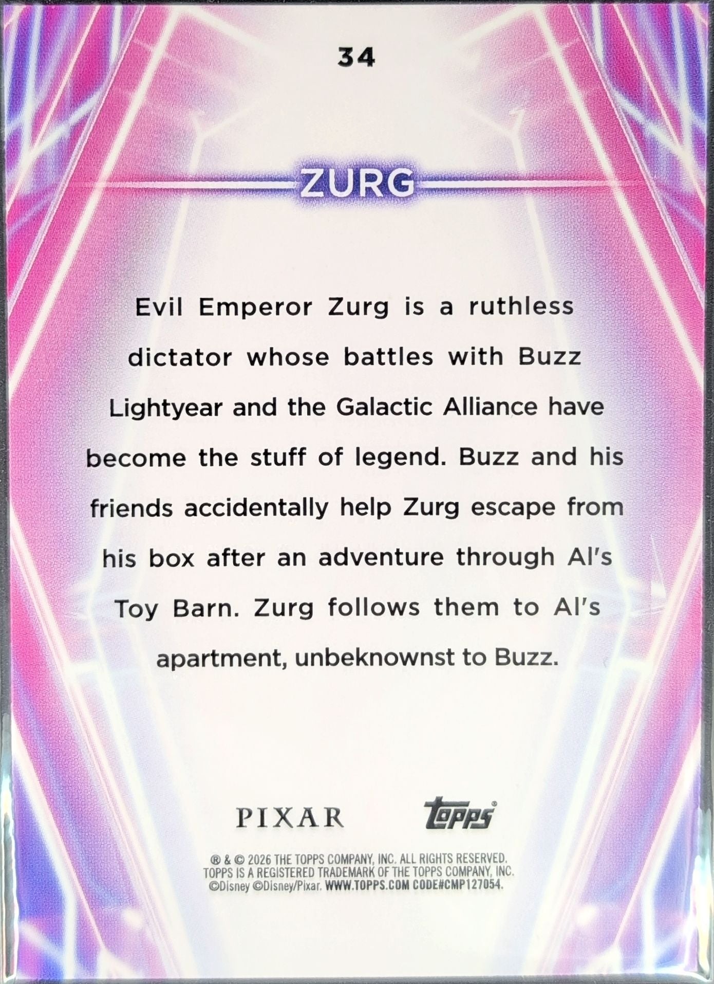 2026 Topps Disney Neon Zurg #34 back