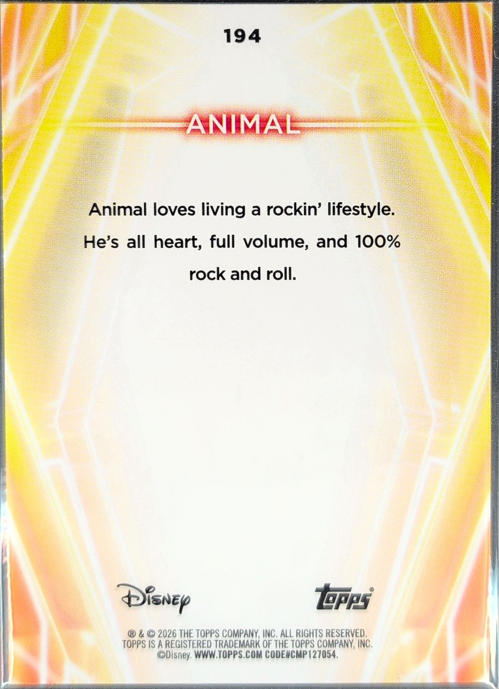2026 Topps Disney Neon Animal #194 back