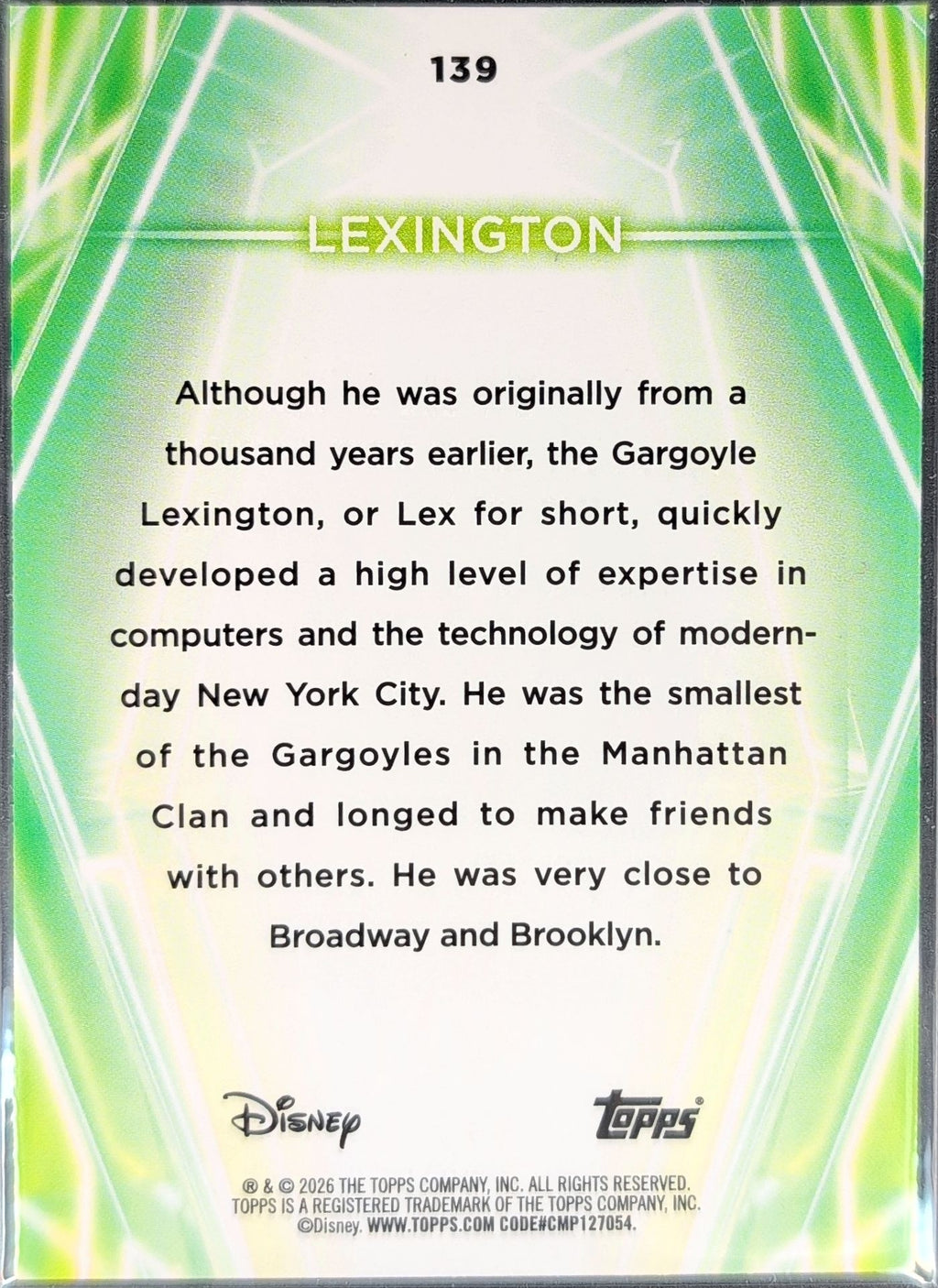 2026 Topps Disney Neon Lexington #139 back