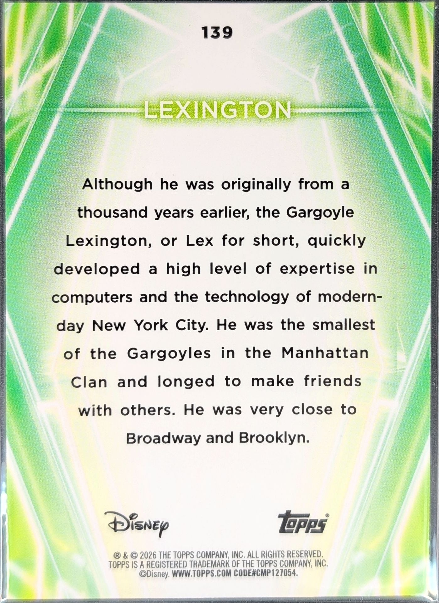 2026 Topps Disney Neon Lexington #139 back