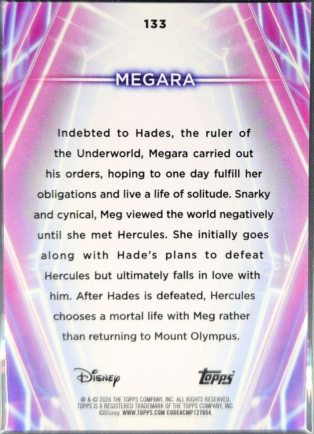 2026 Topps Disney Neon Megara #133 back