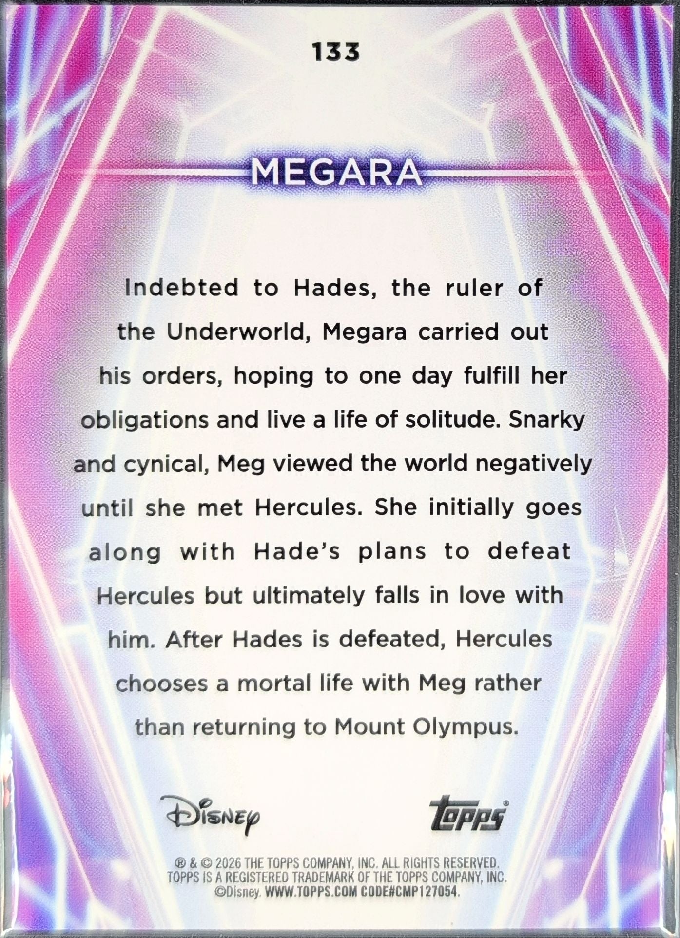 2026 Topps Disney Neon Megara #133 back