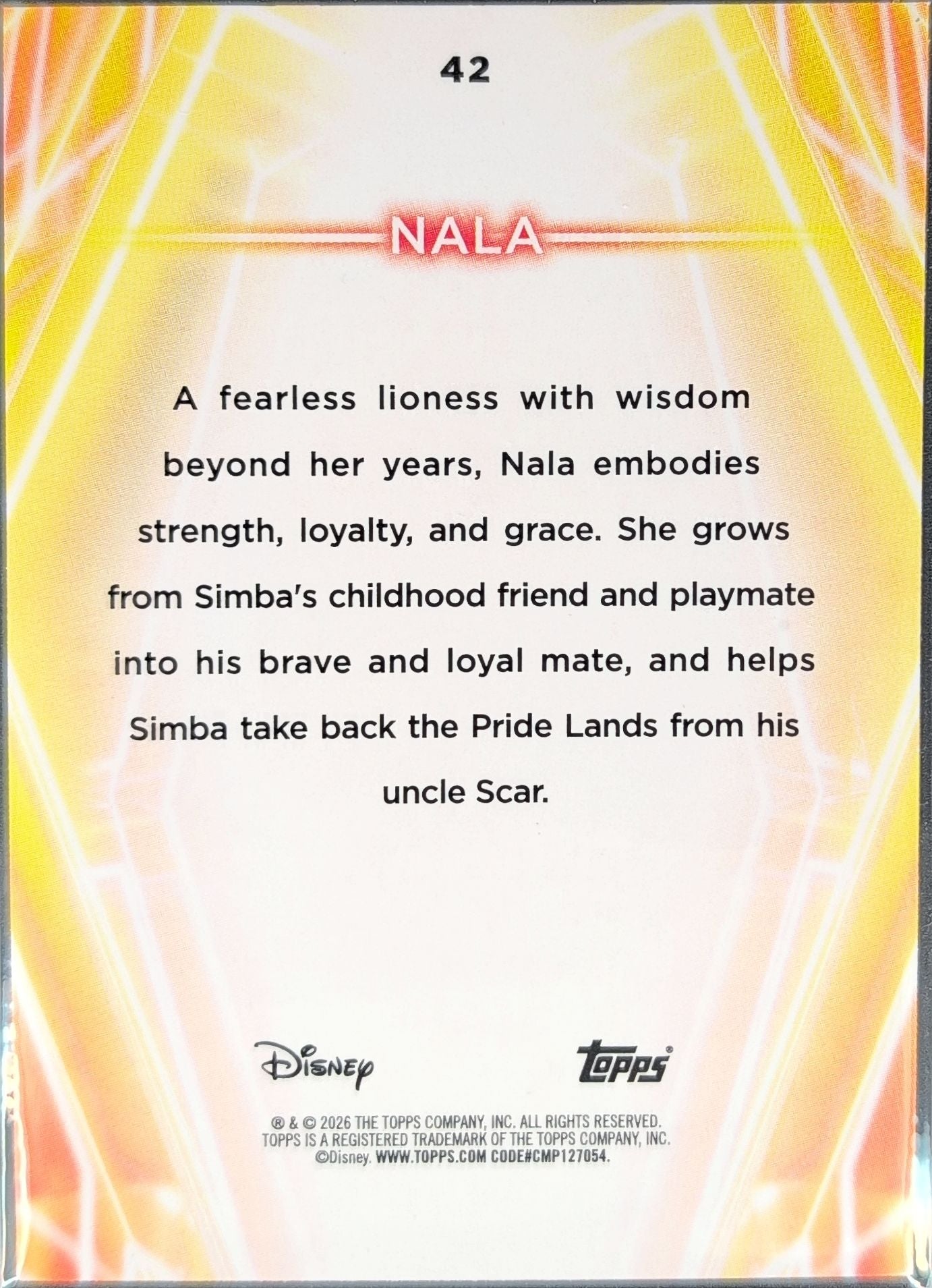 2026 Topps Disney Neon Nala #42 back
