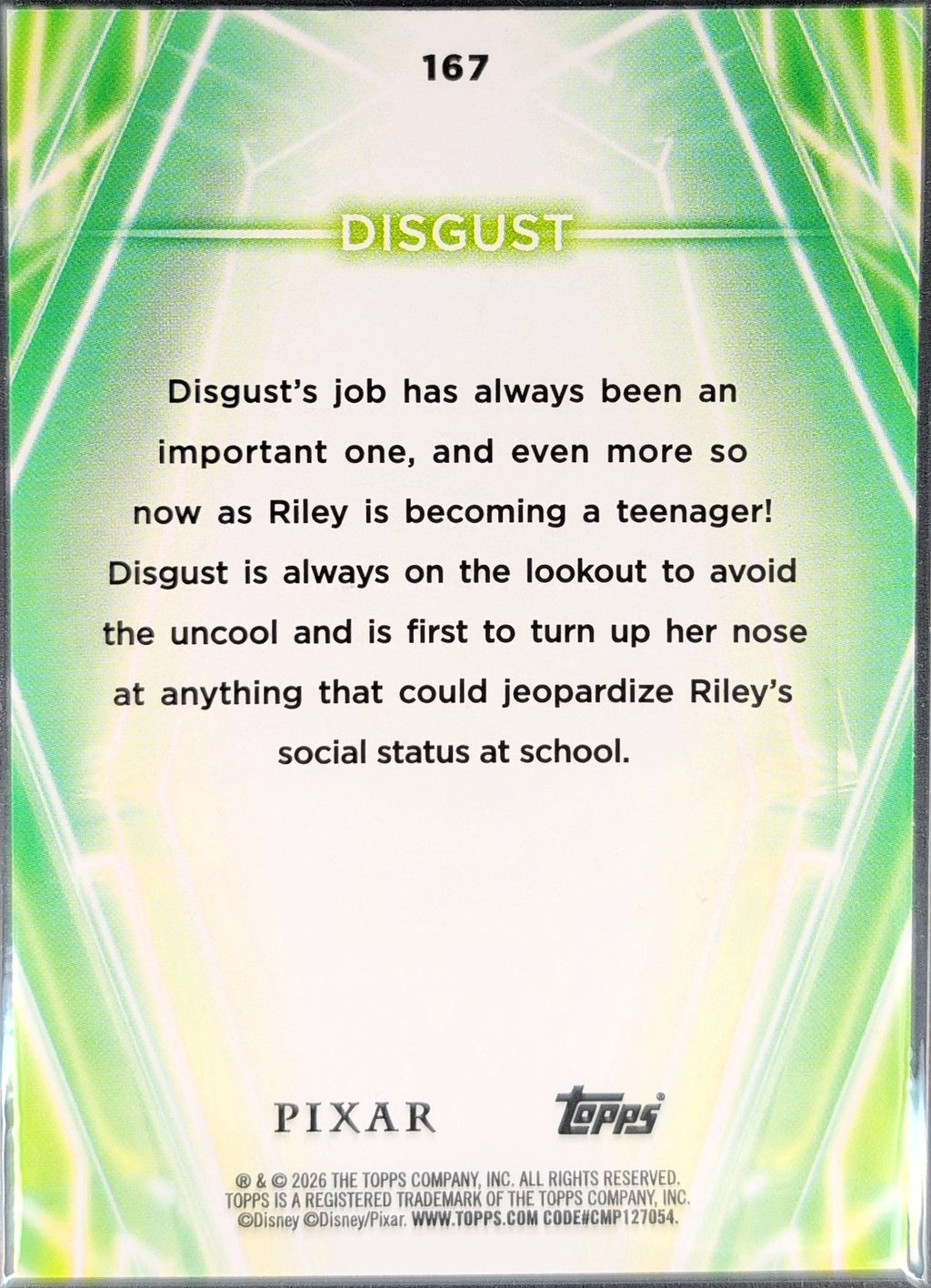 2026 Topps Disney Neon Disgust #167 back