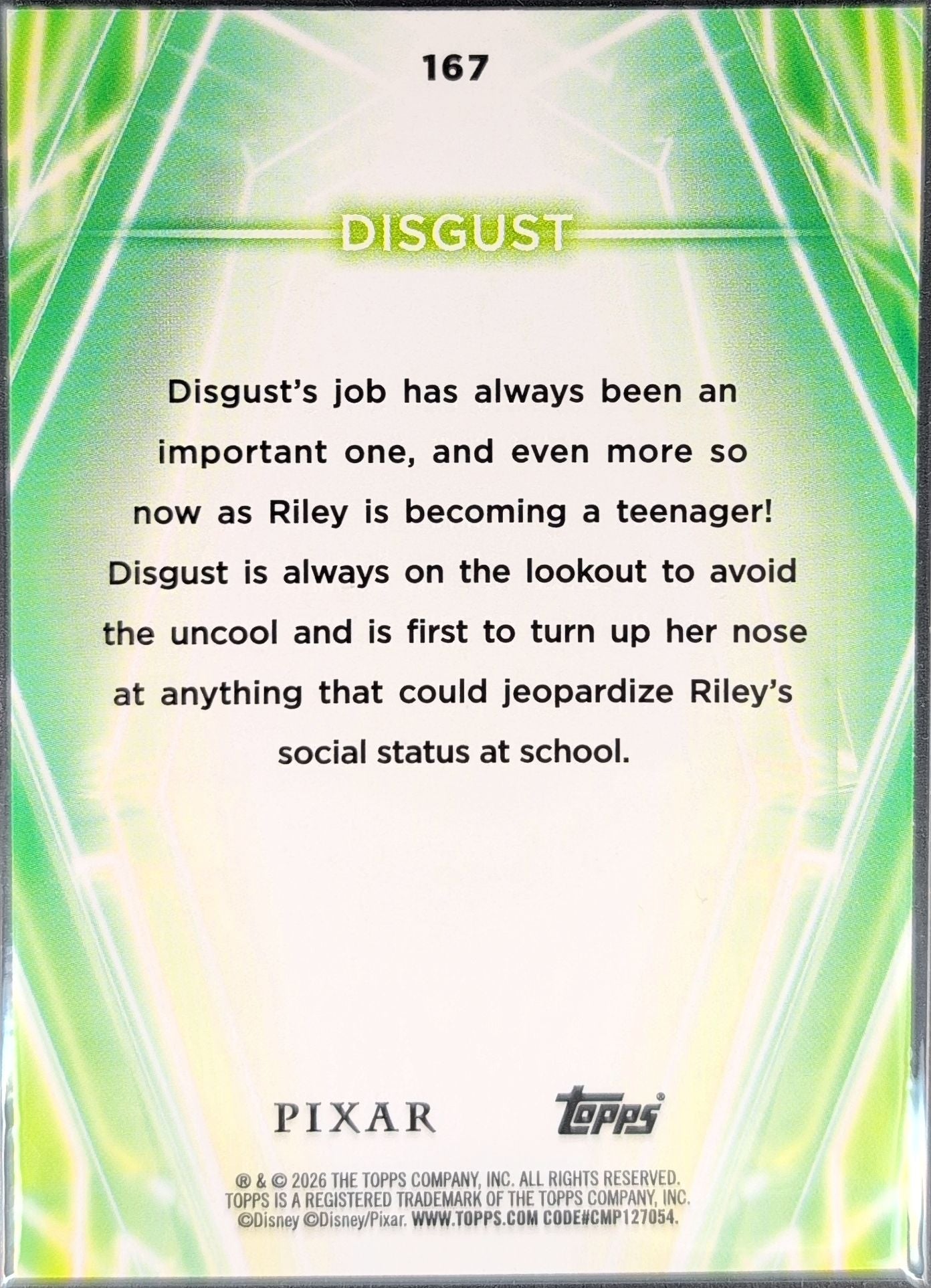 2026 Topps Disney Neon Disgust #167 back