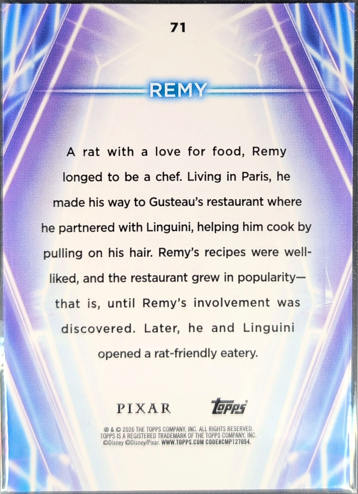 2026 Topps Disney Neon Remy #71 back
