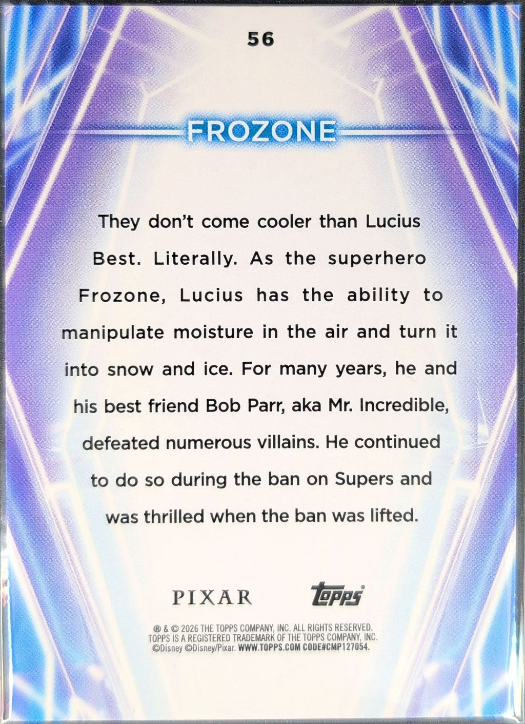 2026 Topps Disney Neon Frozone #56 back
