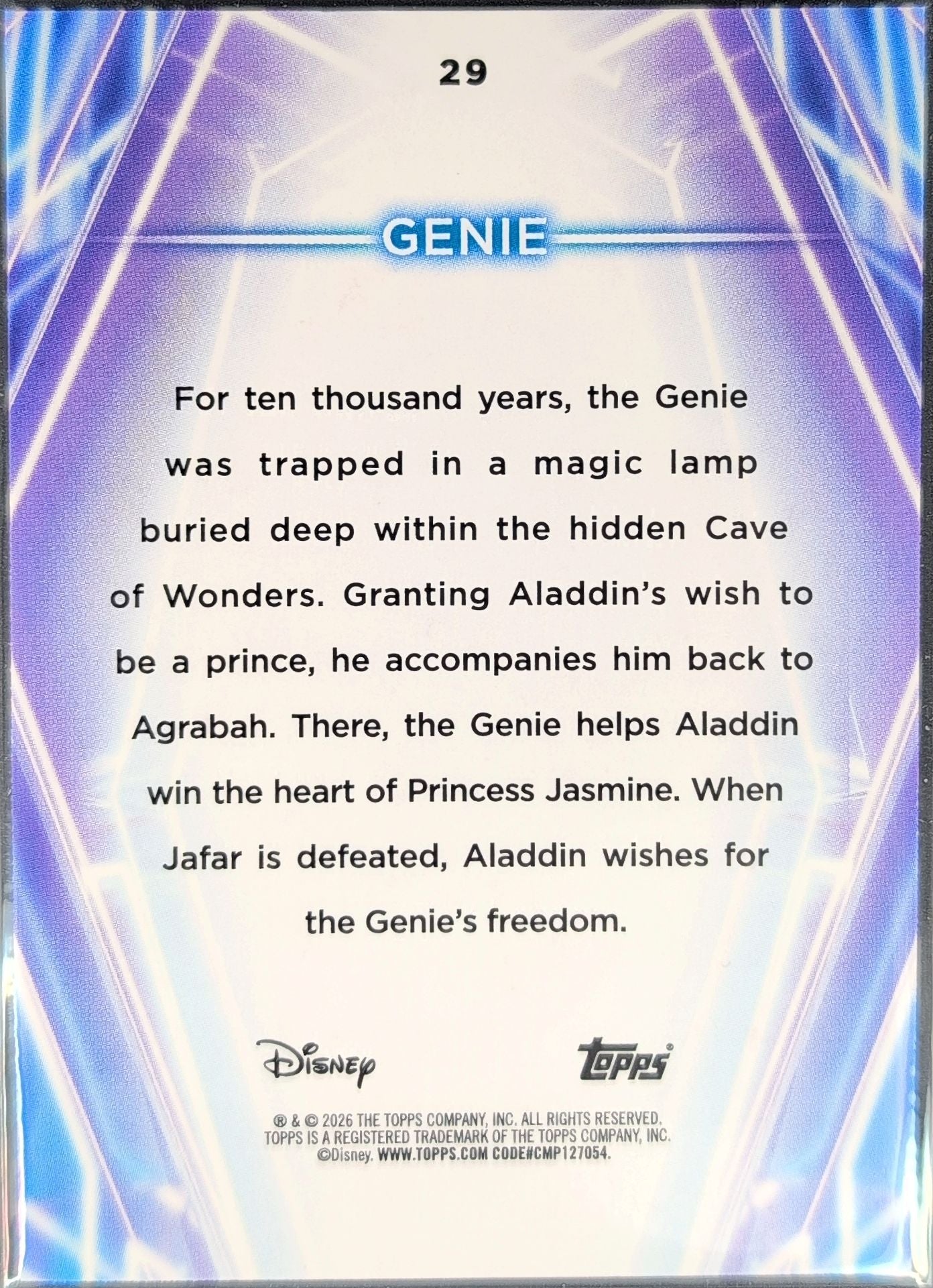 2026 Topps Disney Neon Genie #29 back