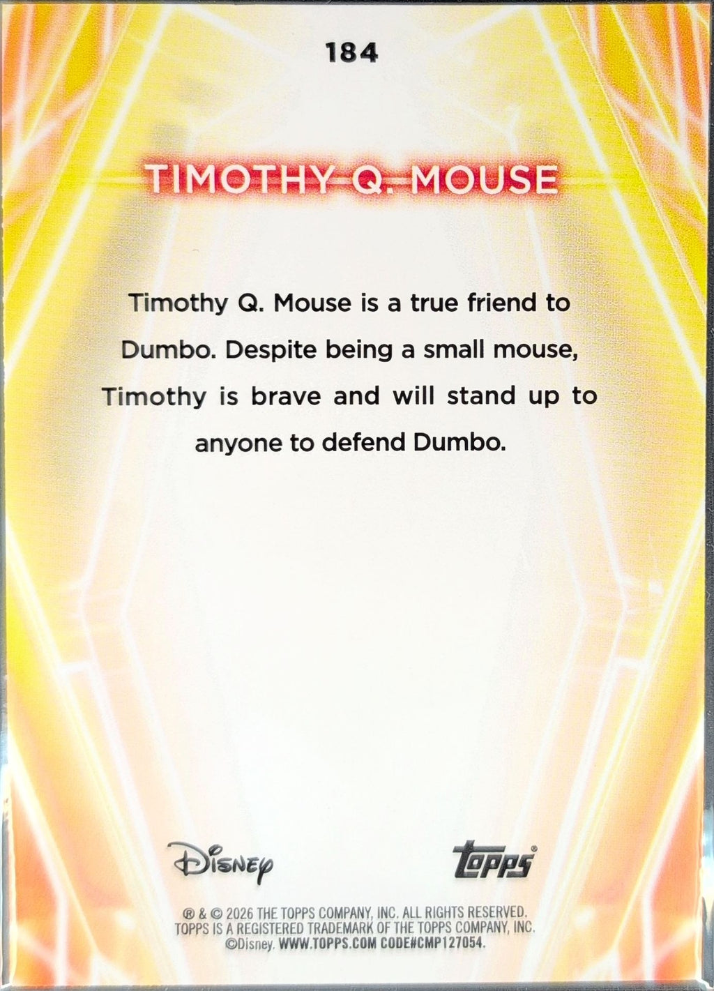 2026 Topps Disney Neon Timothy Q. Mouse #184 back