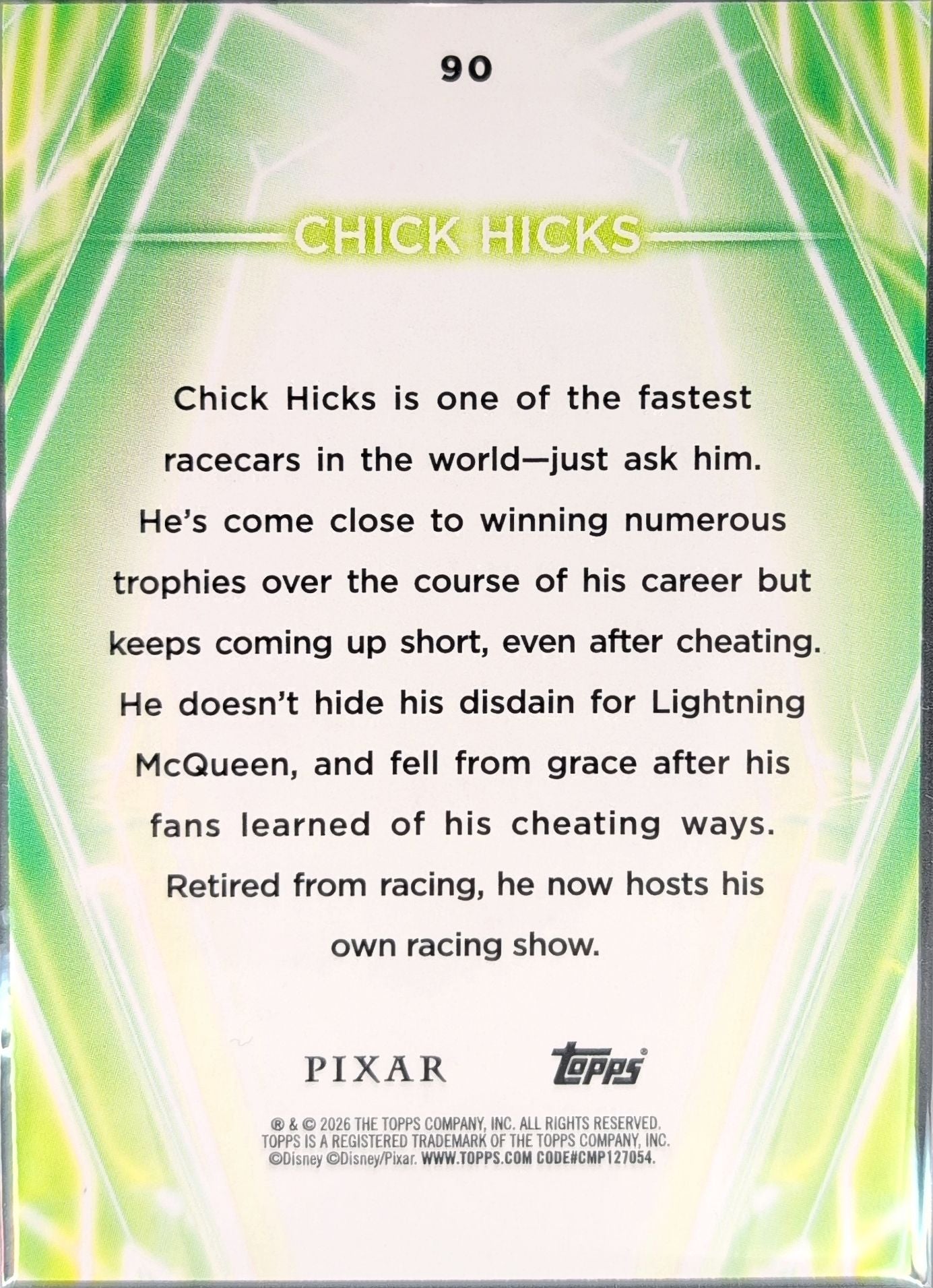 2026 Topps Disney Neon Chick Hicks #90 back