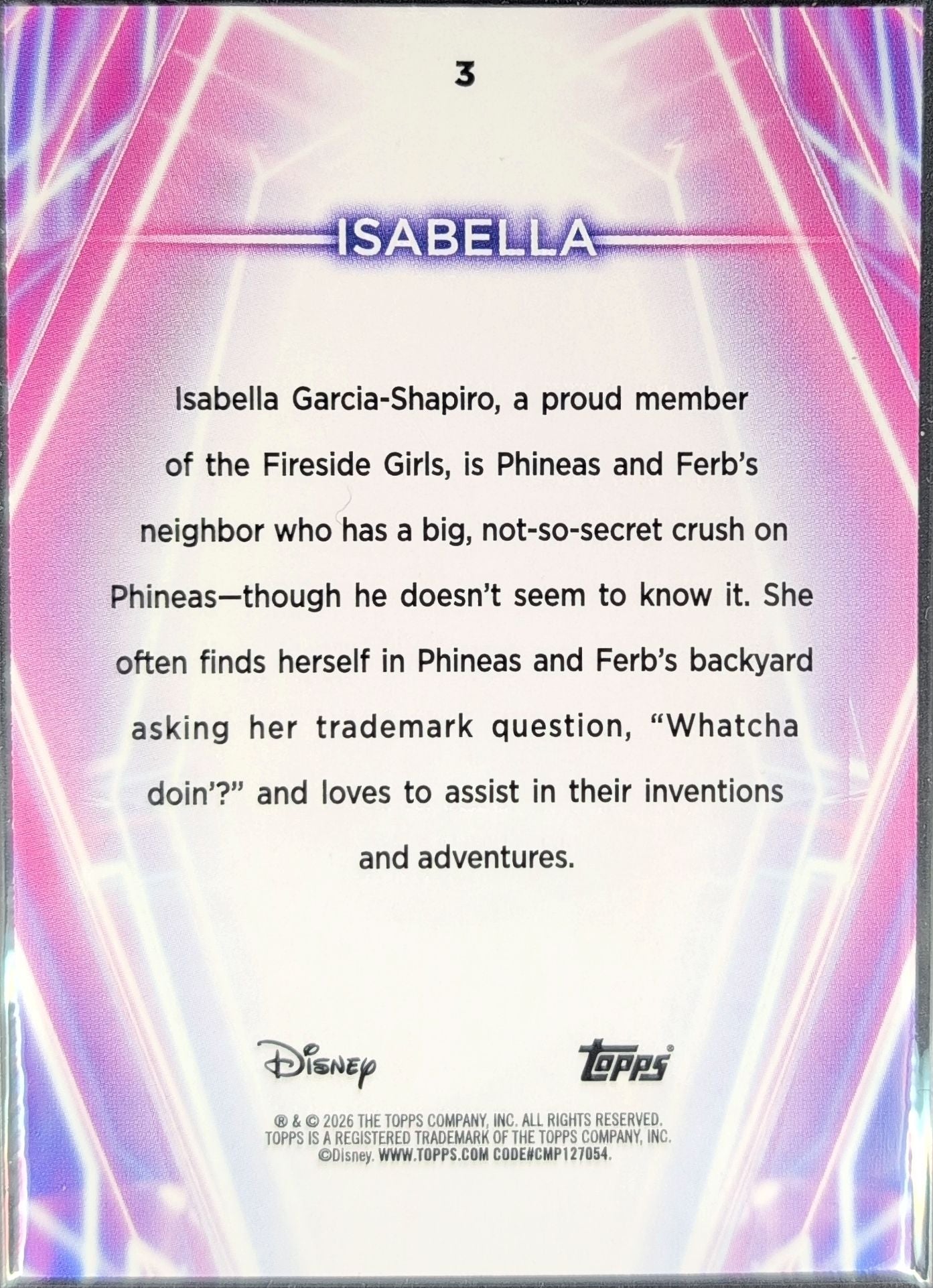 2026 Topps Disney Neon Isabella #3 back