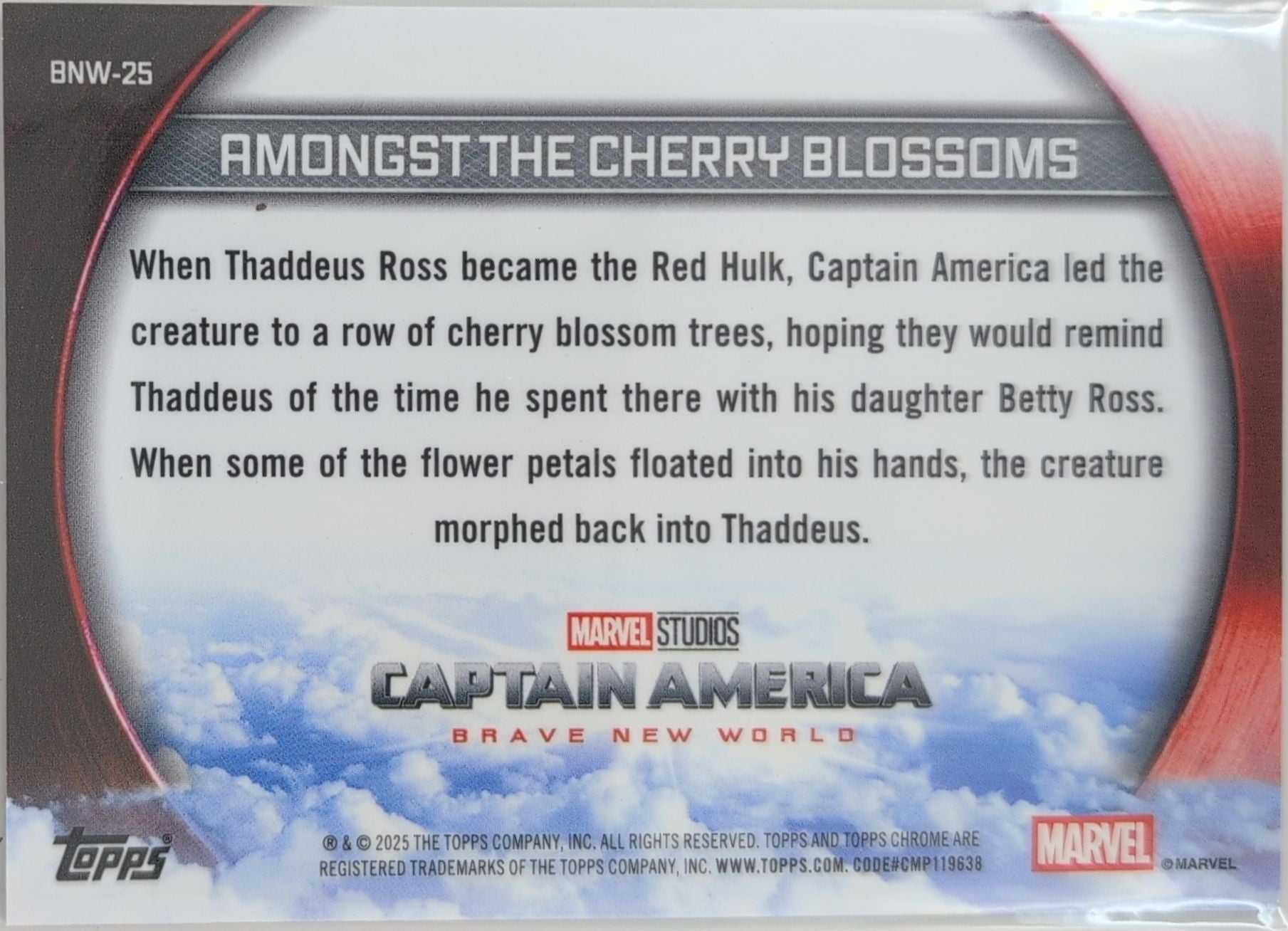 2025 Topps Chrome Marvel Studios Amongst the Cherry Blossoms #BNW-25 Captain America: Brave New World back