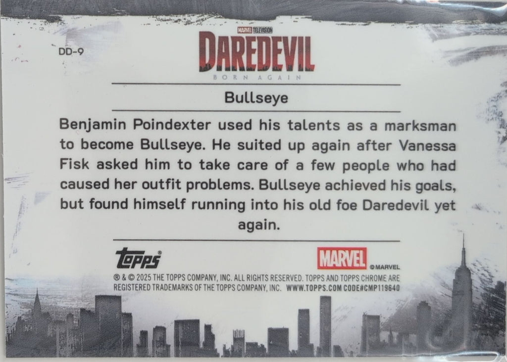 2025 Topps Chrome Marvel Studios Bullseye #DD-9 Daredevil Born Again back