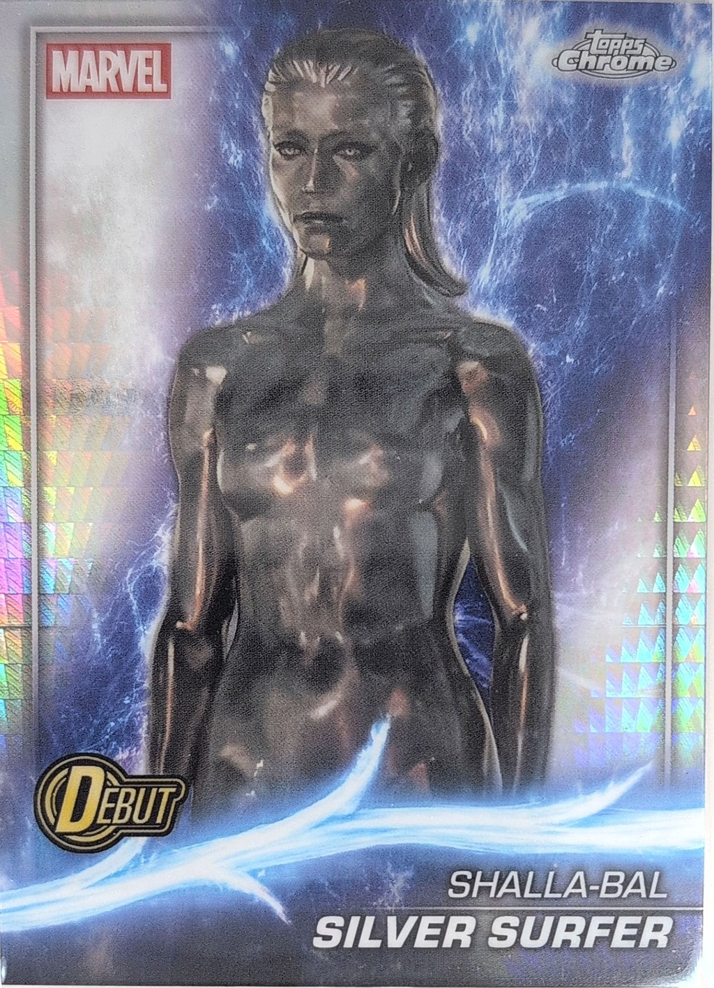 2025 Topps Chrome Marvel Studios Silver Surfer #198 Prism Refractor front