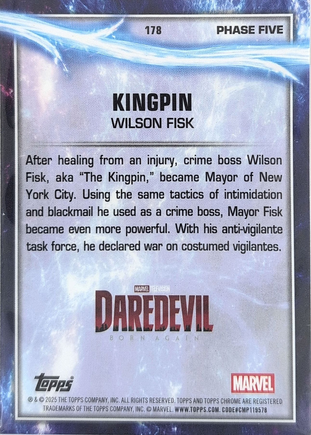2025 Topps Chrome Marvel Studios Kingpin #178 back