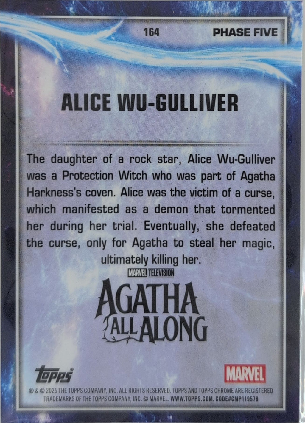 2025 Topps Chrome Marvel Studios Alice Wu-Gulliver #164 back