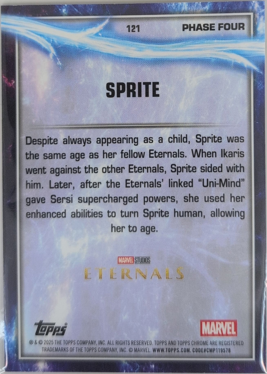 2025 Topps Chrome Marvel Studios Sprite #121 back