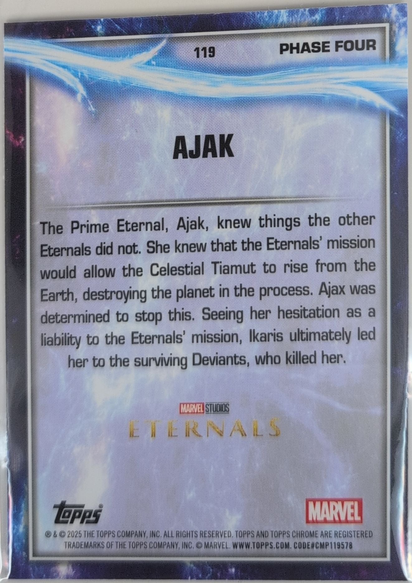 2025 Topps Chrome Marvel Studios Ajak #119 back