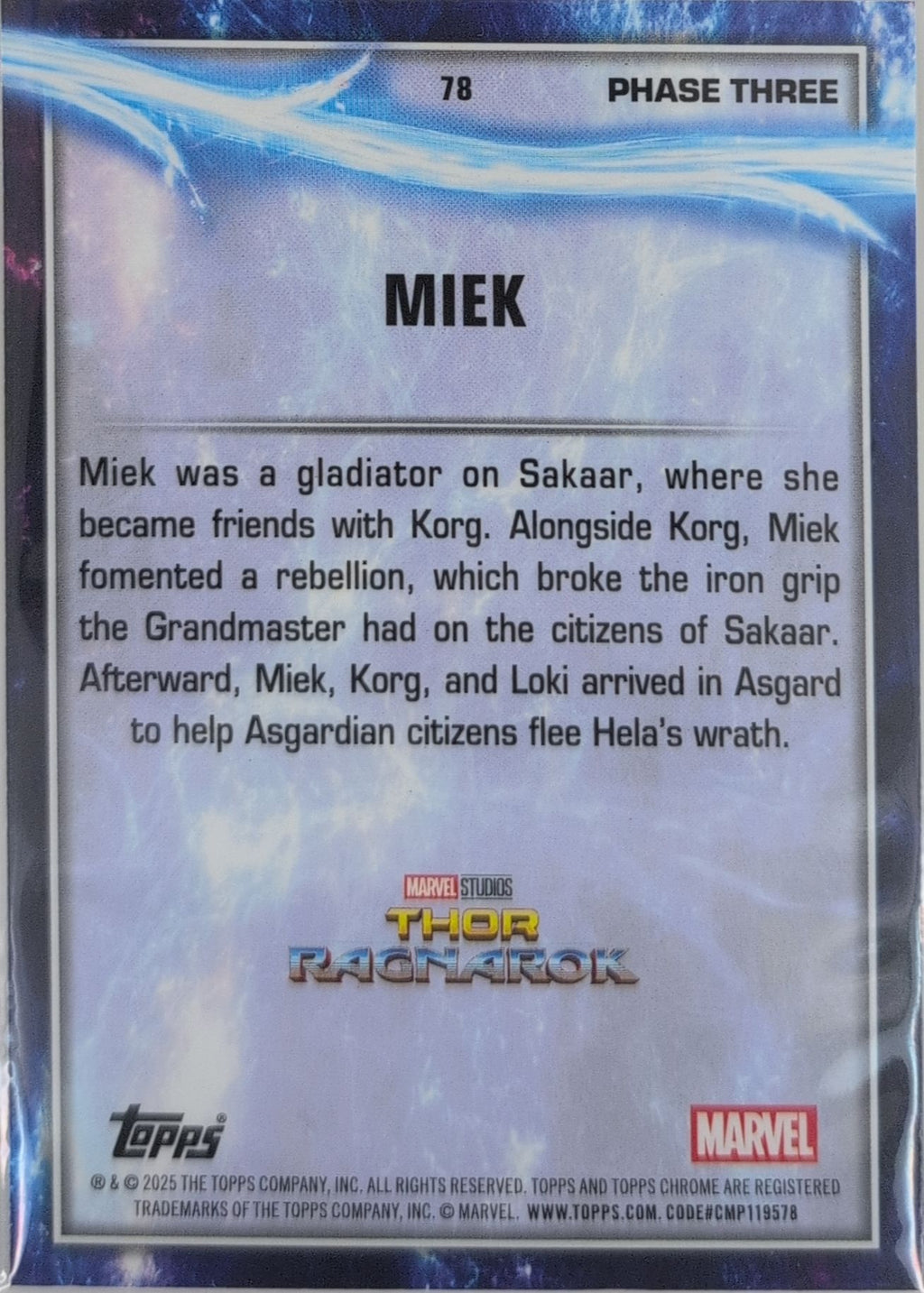 2025 Topps Chrome Marvel Studios Miek #78 back