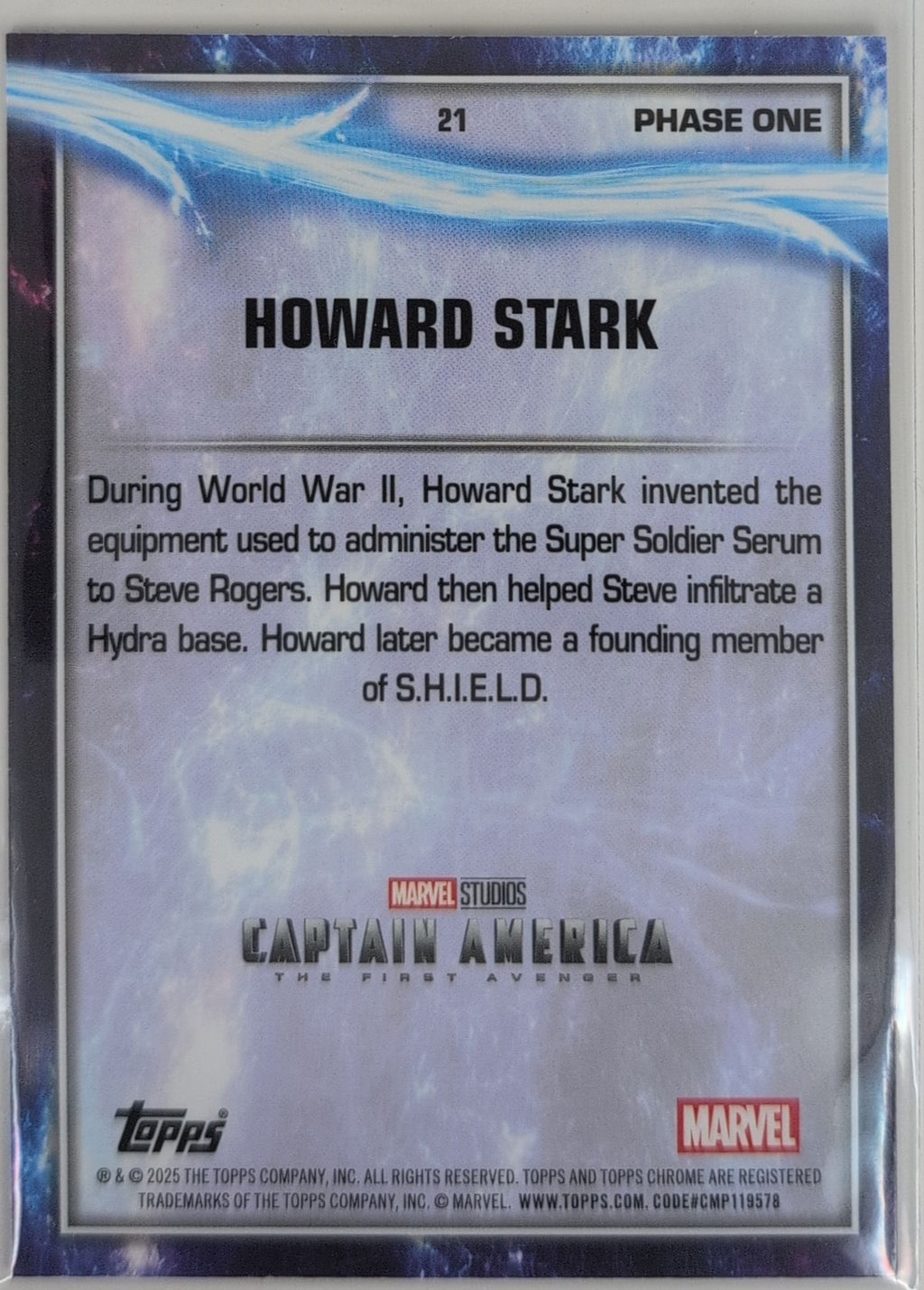 2025 Topps Chrome Marvel Studios Howard Stark #21 back
