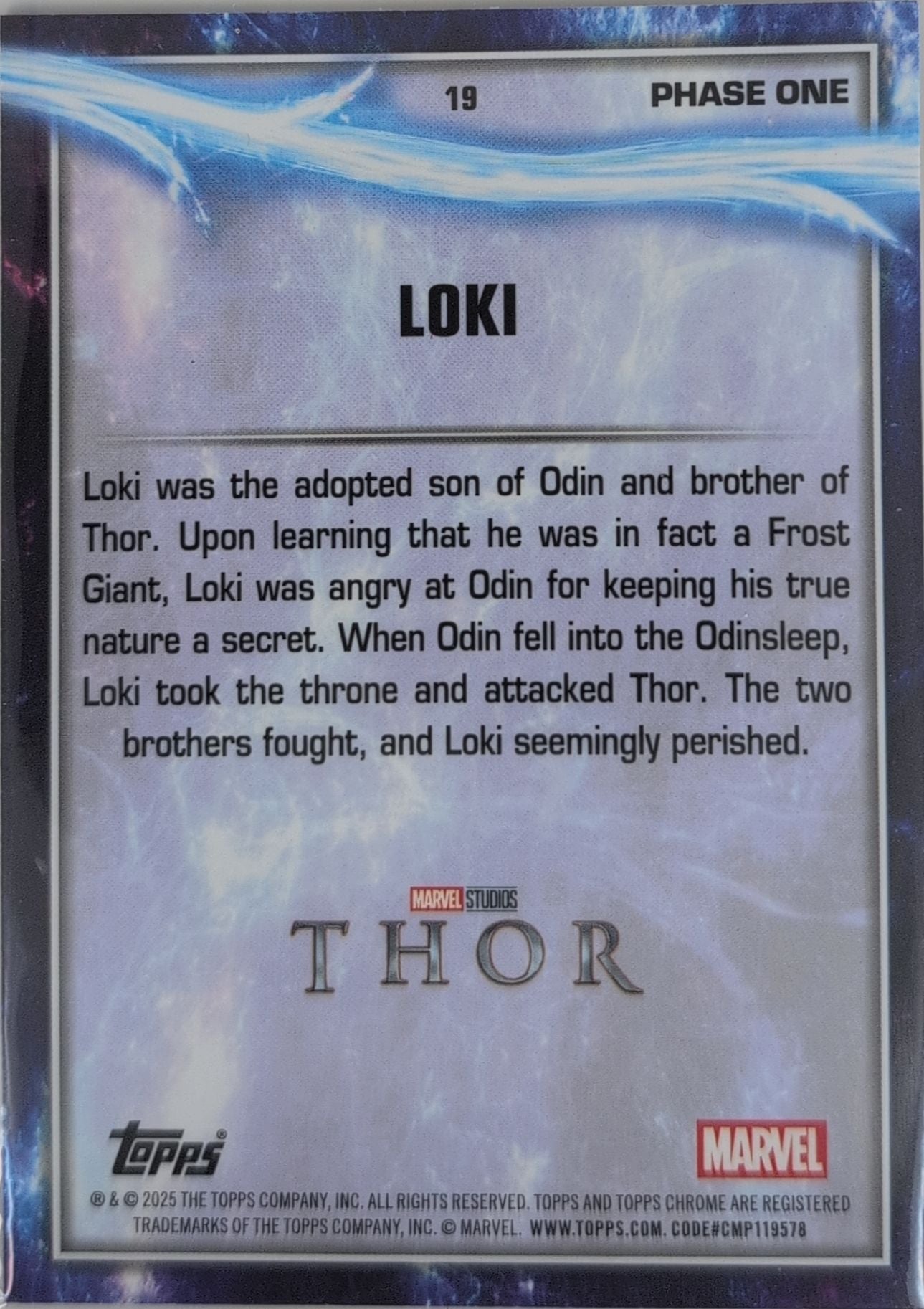 2025 Topps Chrome Marvel Studios Loki #19 back