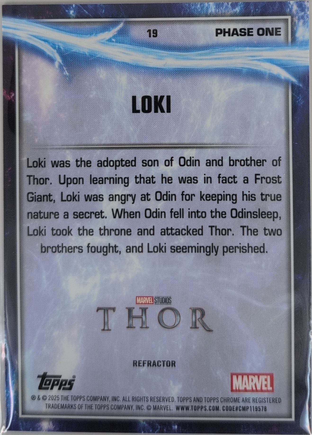 2025 Topps Chrome Marvel Studios Loki #19 Rainbow Refractor back