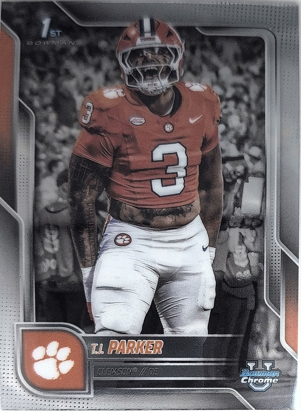 2025 Bowman University Chrome T.J. Parker #114 Clemson Tigers front