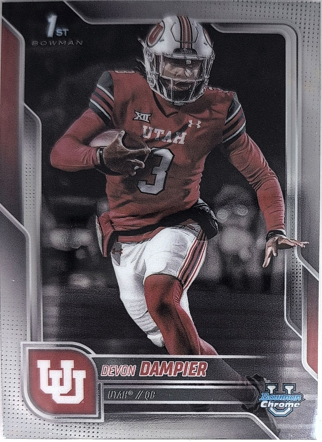 2025 Bowman University Chrome Devon Dampier #3 Utah Utes front