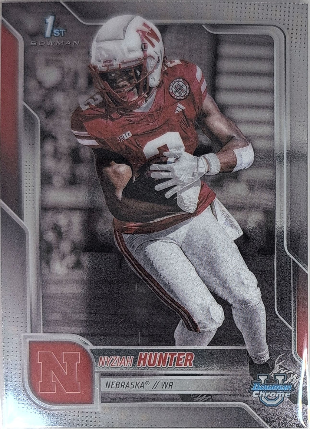 2025 Bowman University Chrome Nyziah Hunter #10 Nebraska Cornhuskers front
