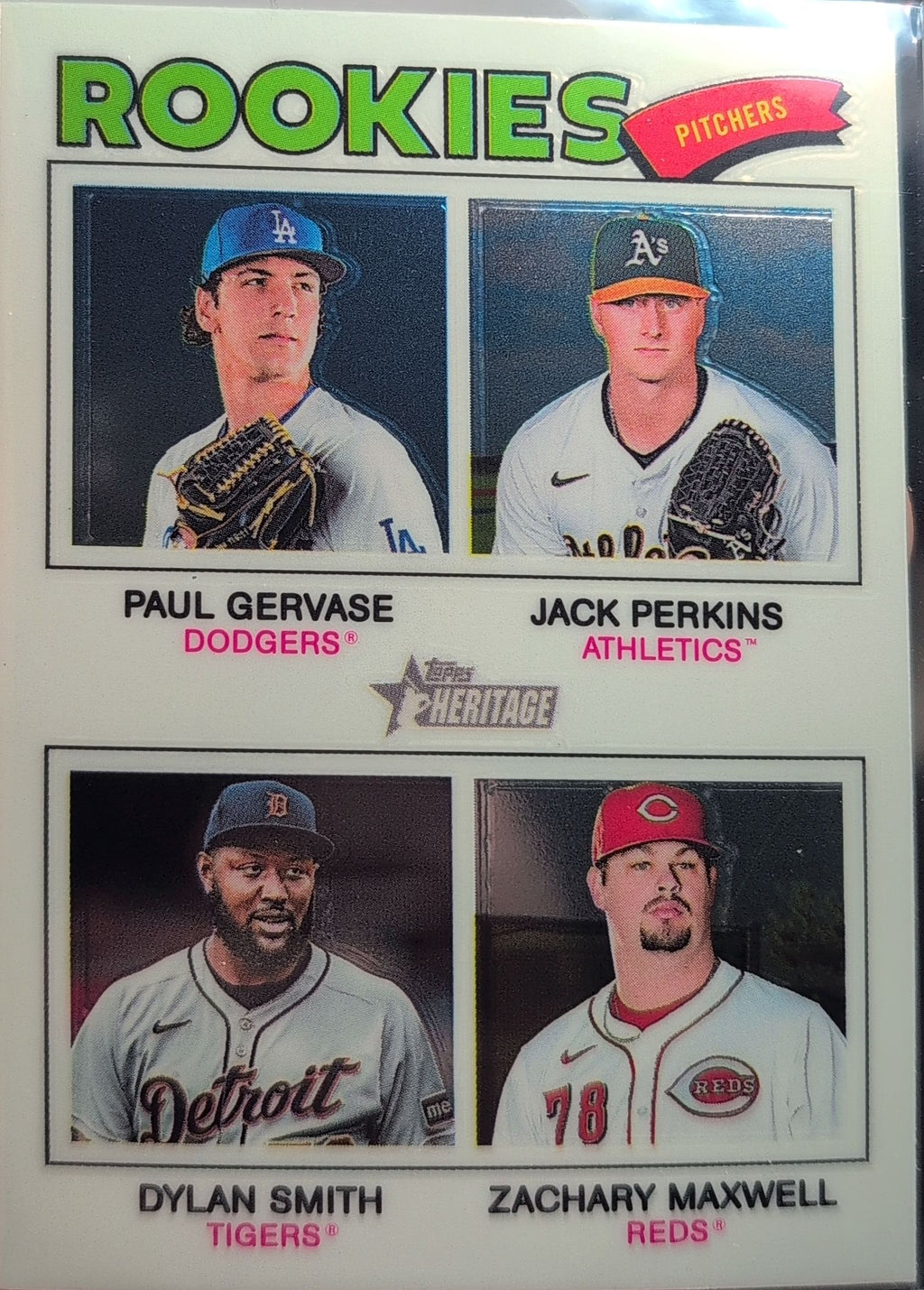 2026 Topps Heritage Perkins/Smith/Maxwell) #375 Chrome Dodgers, Athletics, Tigers, Reds front