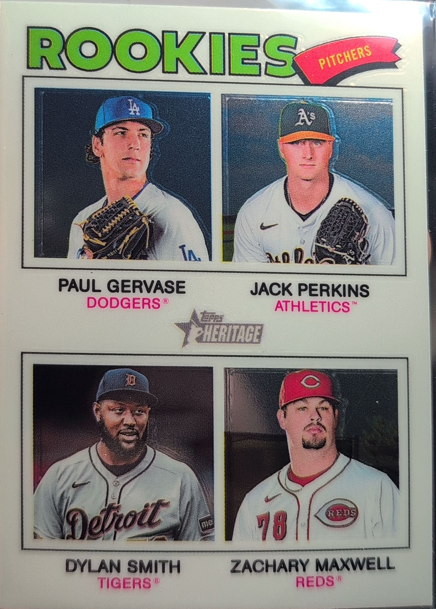 2026 Topps Heritage Perkins/Smith/Maxwell) #375 Chrome Dodgers, Athletics, Tigers, Reds front