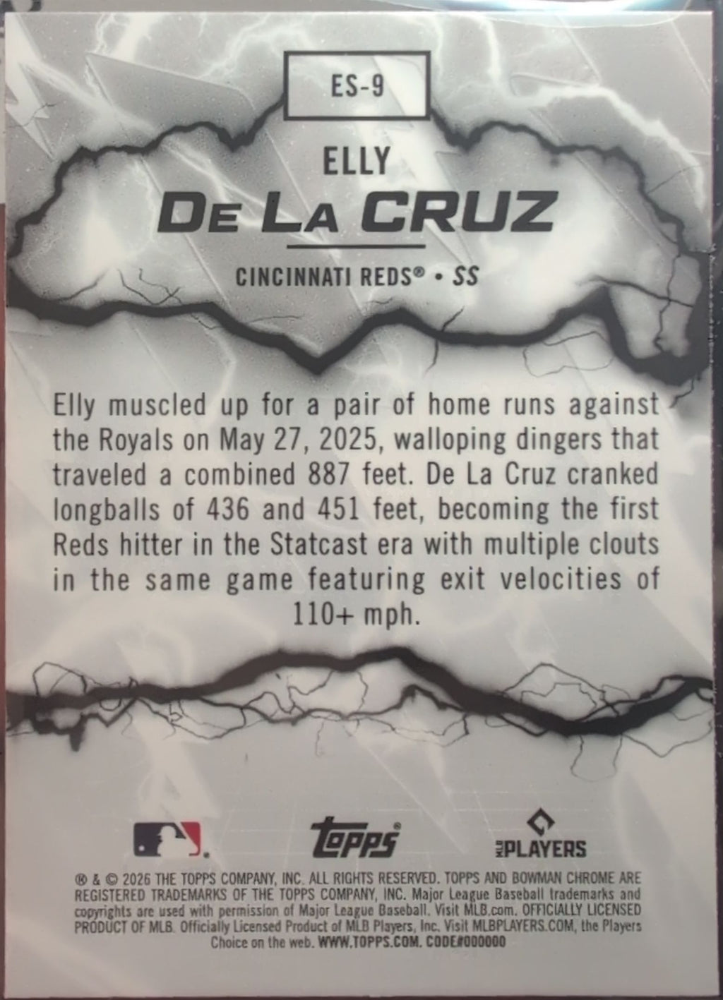 2026 Bowman Elly De La Cruz #ES-9 Electric Sluggers Cincinnati Reds back