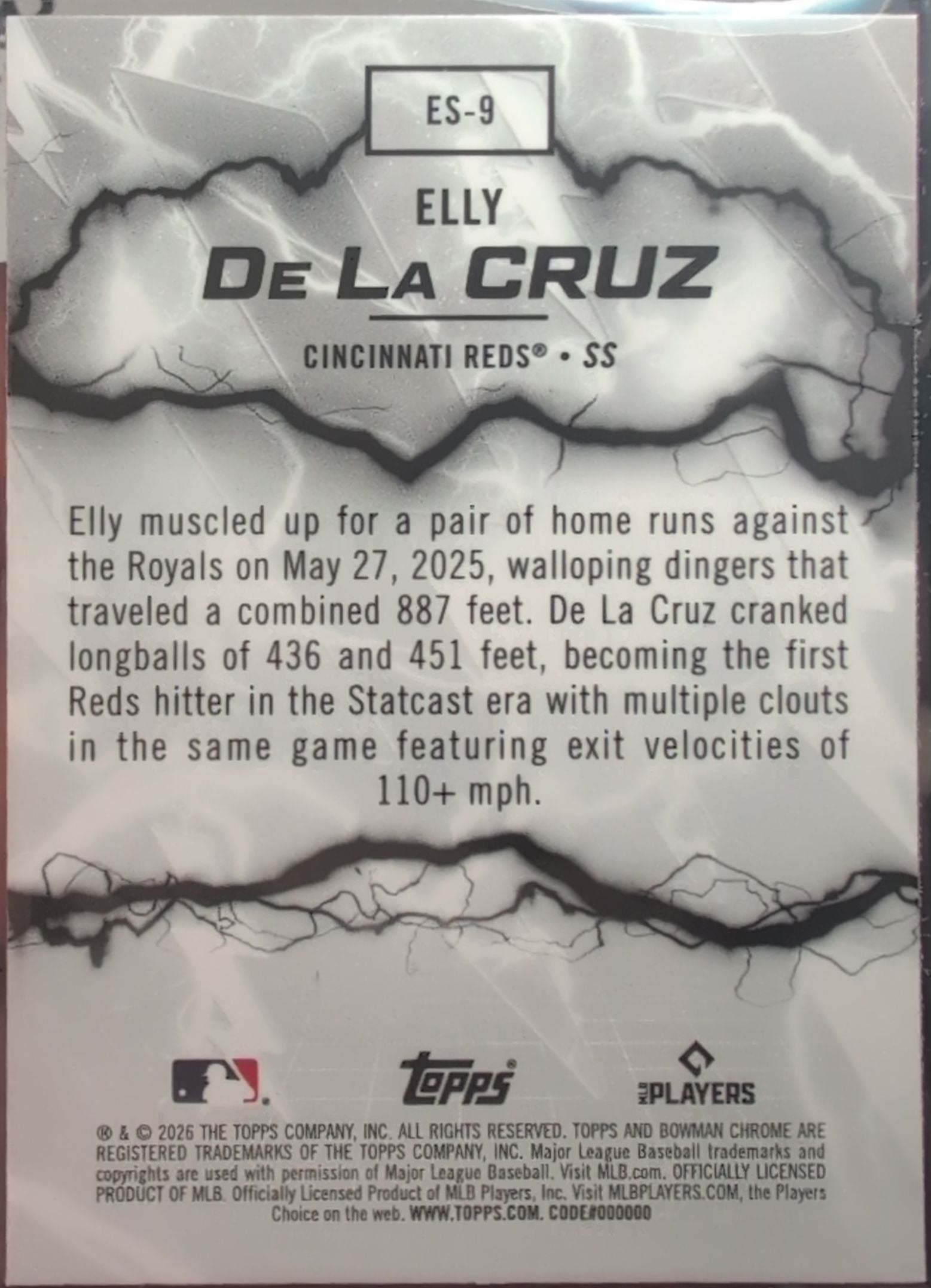 2026 Bowman Elly De La Cruz #ES-9 Electric Sluggers Cincinnati Reds back