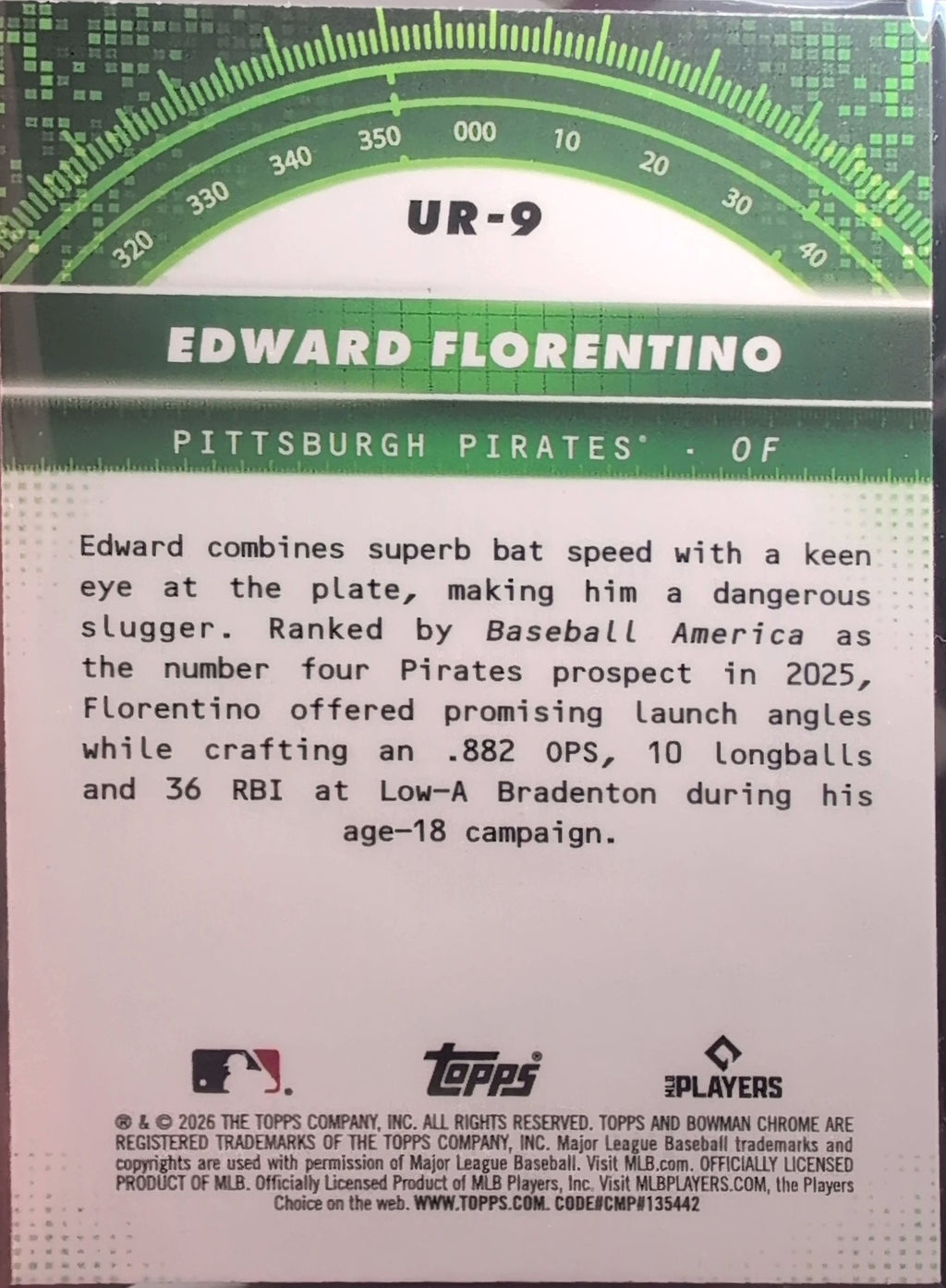 2026 Bowman Edward Florentino #UR-9 Under the Radar Pittsburgh Pirates back