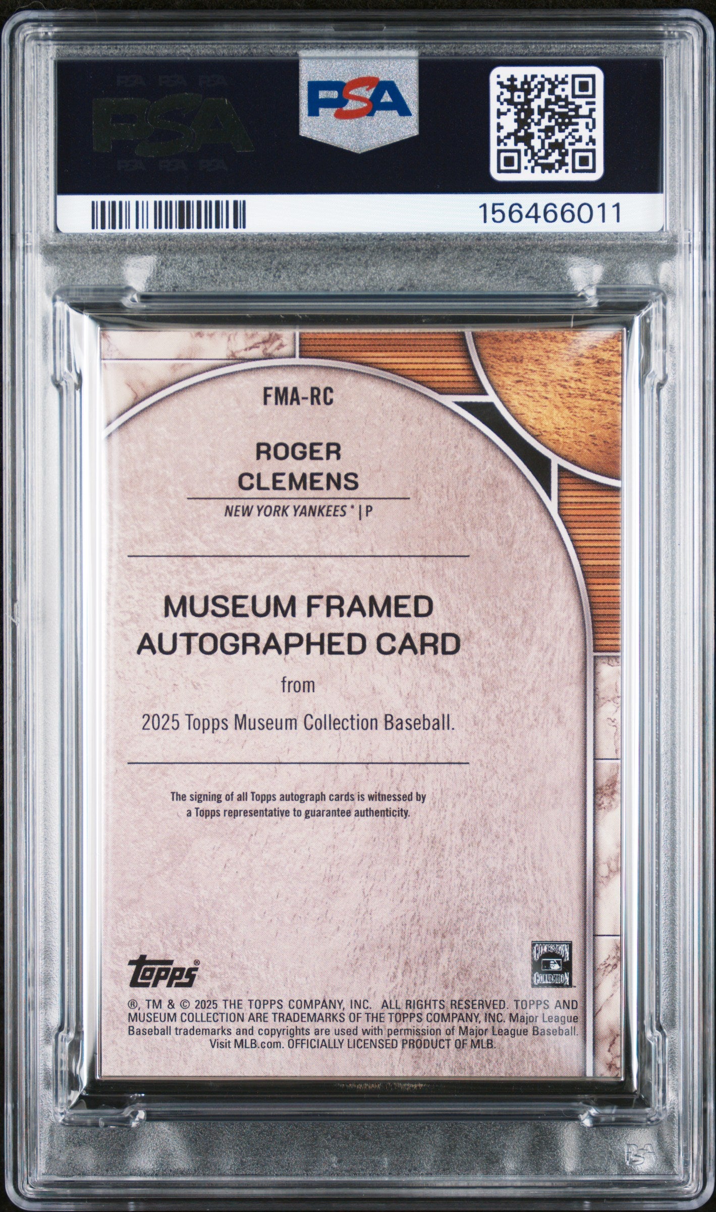 Roger Clemens 2025 Topps Museum Collection Framed Auto Silver Frame #/15