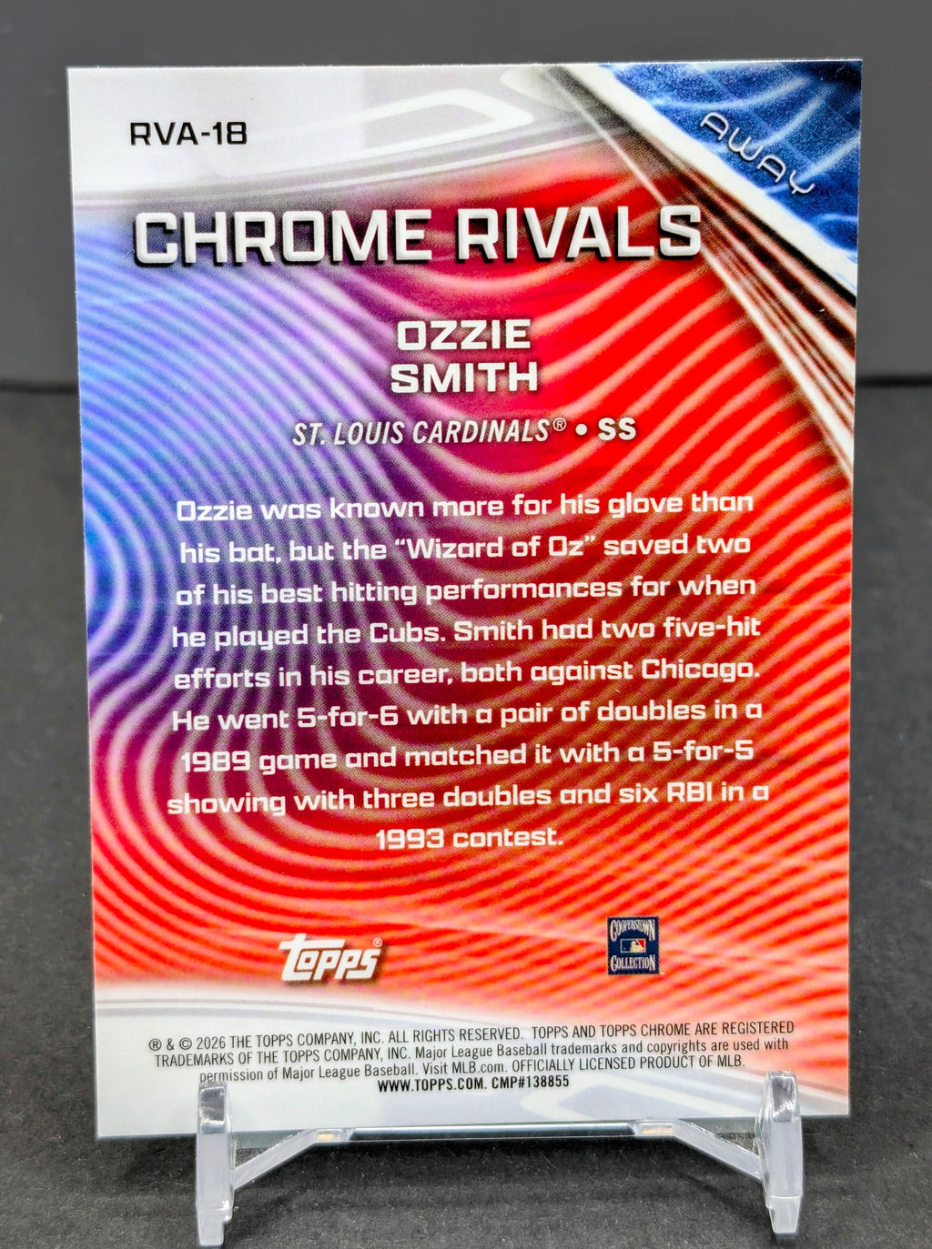 Ozzie Smith 2026 Topps Chrome #RVA-18 Chrome Rivals Away St. Louis Cardinals