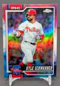 Kyle Schwarber 2026 Topps Chrome #123 Red White and Blue Refractors Color Match