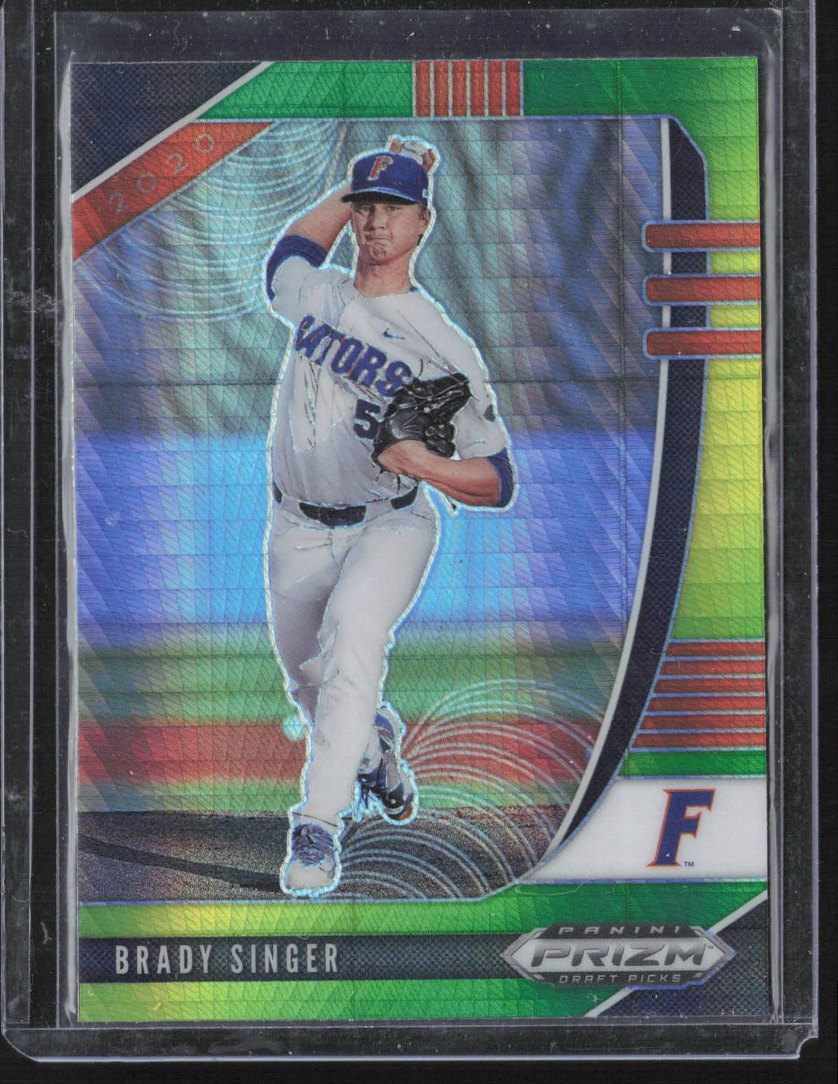 Brady Singer 2020 Panini Prizm Draft Picks #PDP52 Hyper Green and Yellow