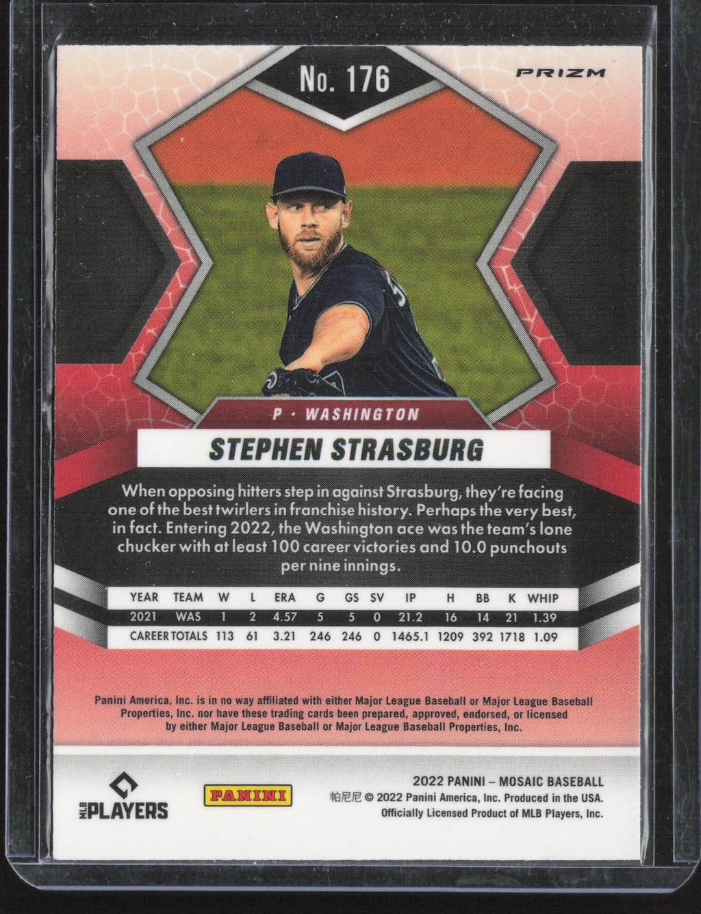 Stephen Strasburg 2022 Panini Mosaic #176 Mosaic Washington Nationals