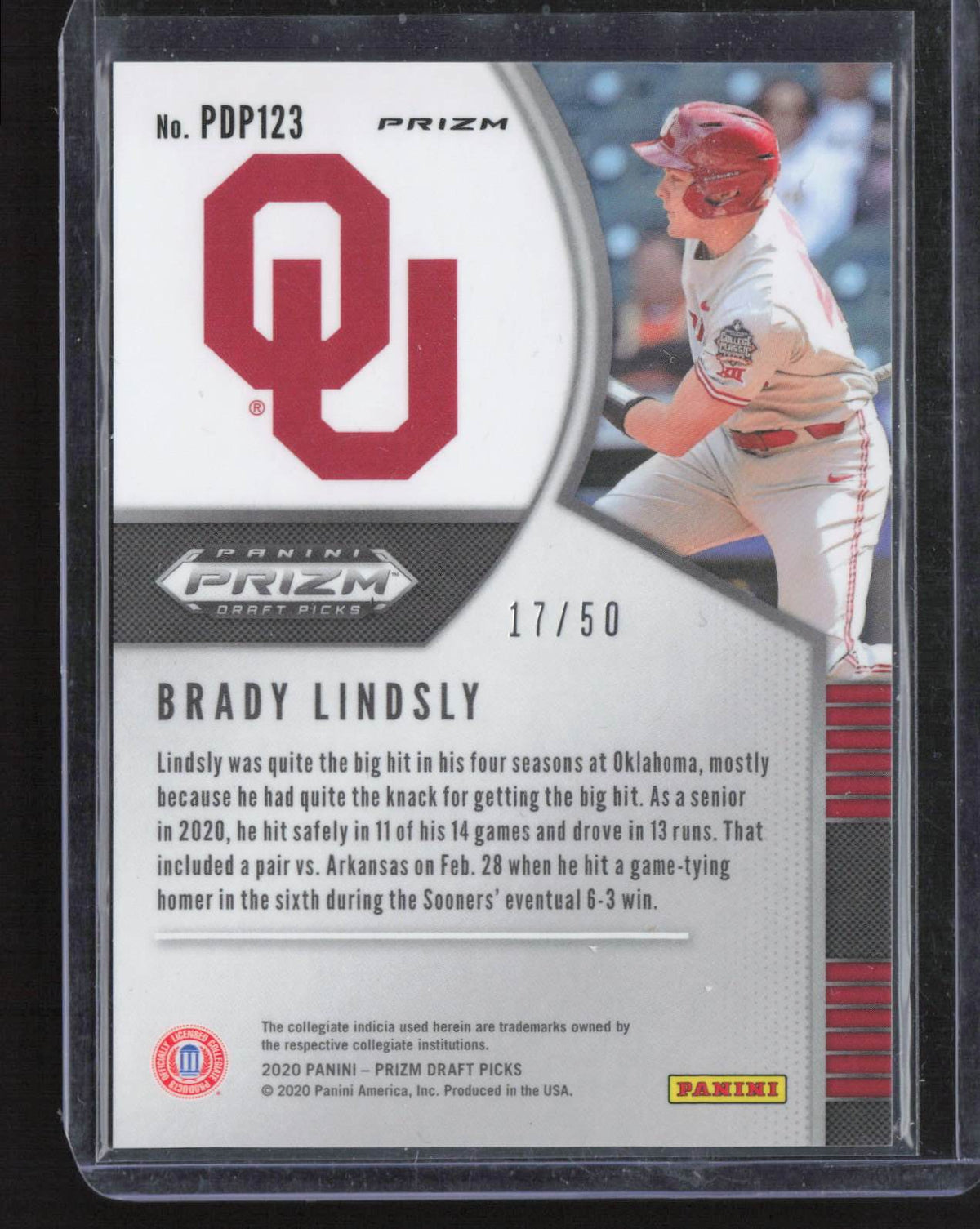 Brady Lindsly 2020 Panini Prizm Draft Picks #PDP123 White Donut Circles #/50