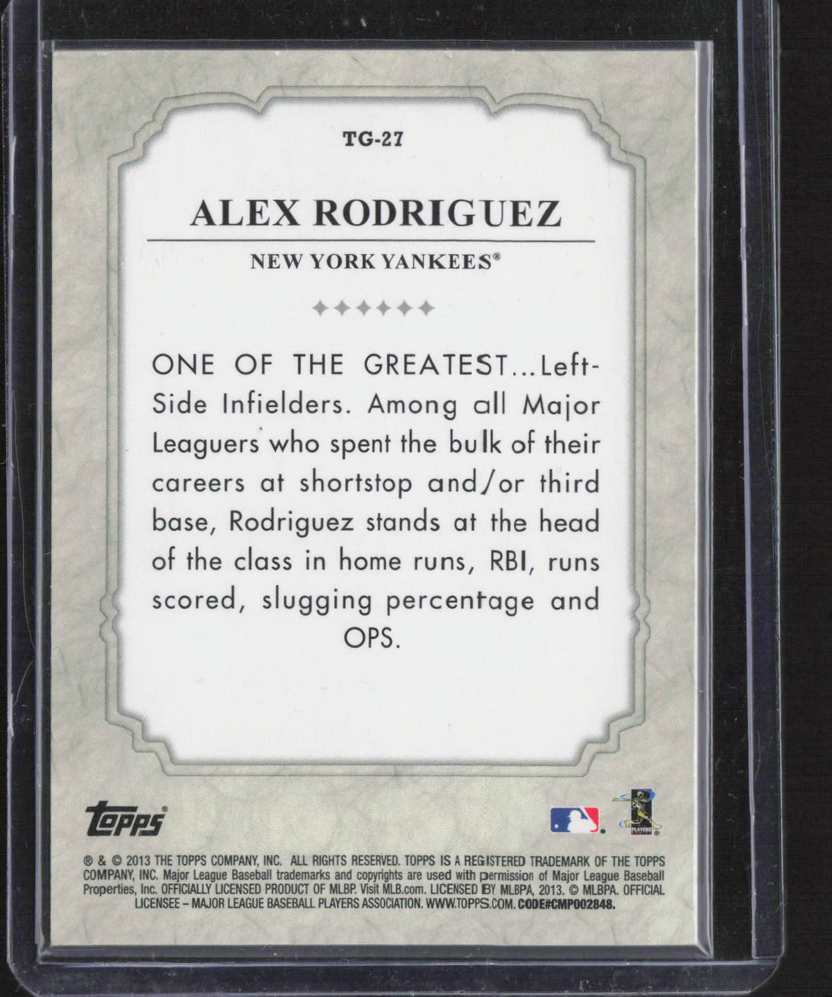 Alex Rodriguez 2013 Topps #TG-27 The Greats New York Yankees